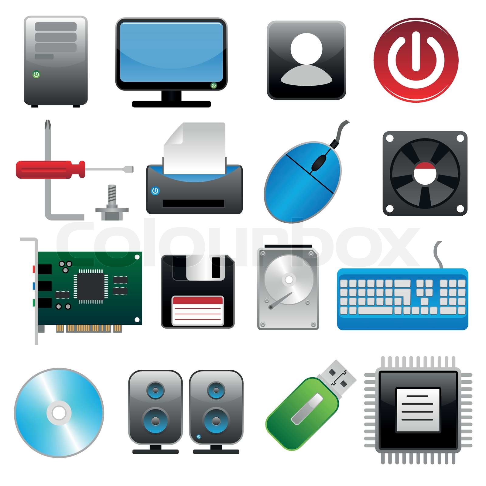 Computer Icon Set Stock Vector Colourbox