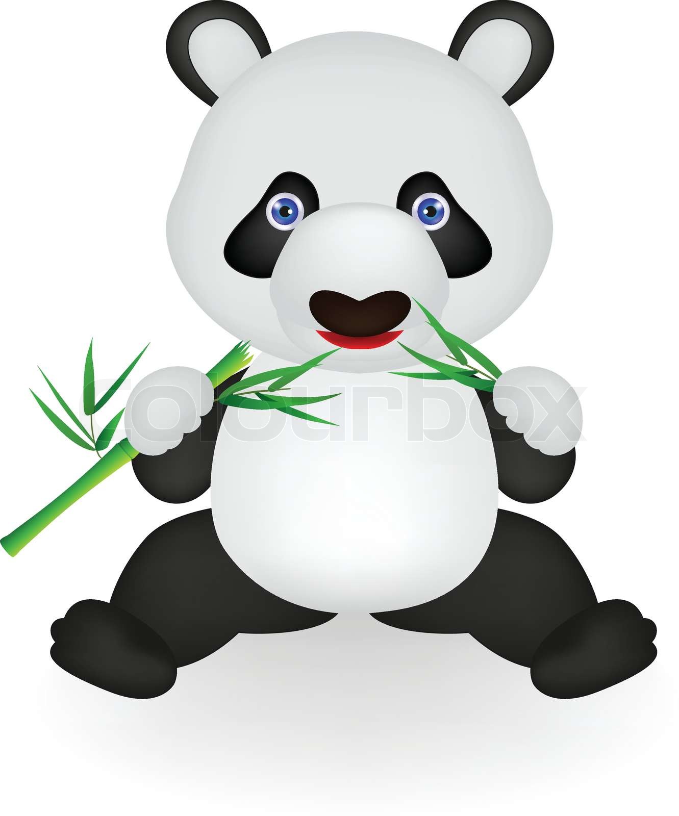 Funny panda eating bamboo | Stock vector | Colourbox