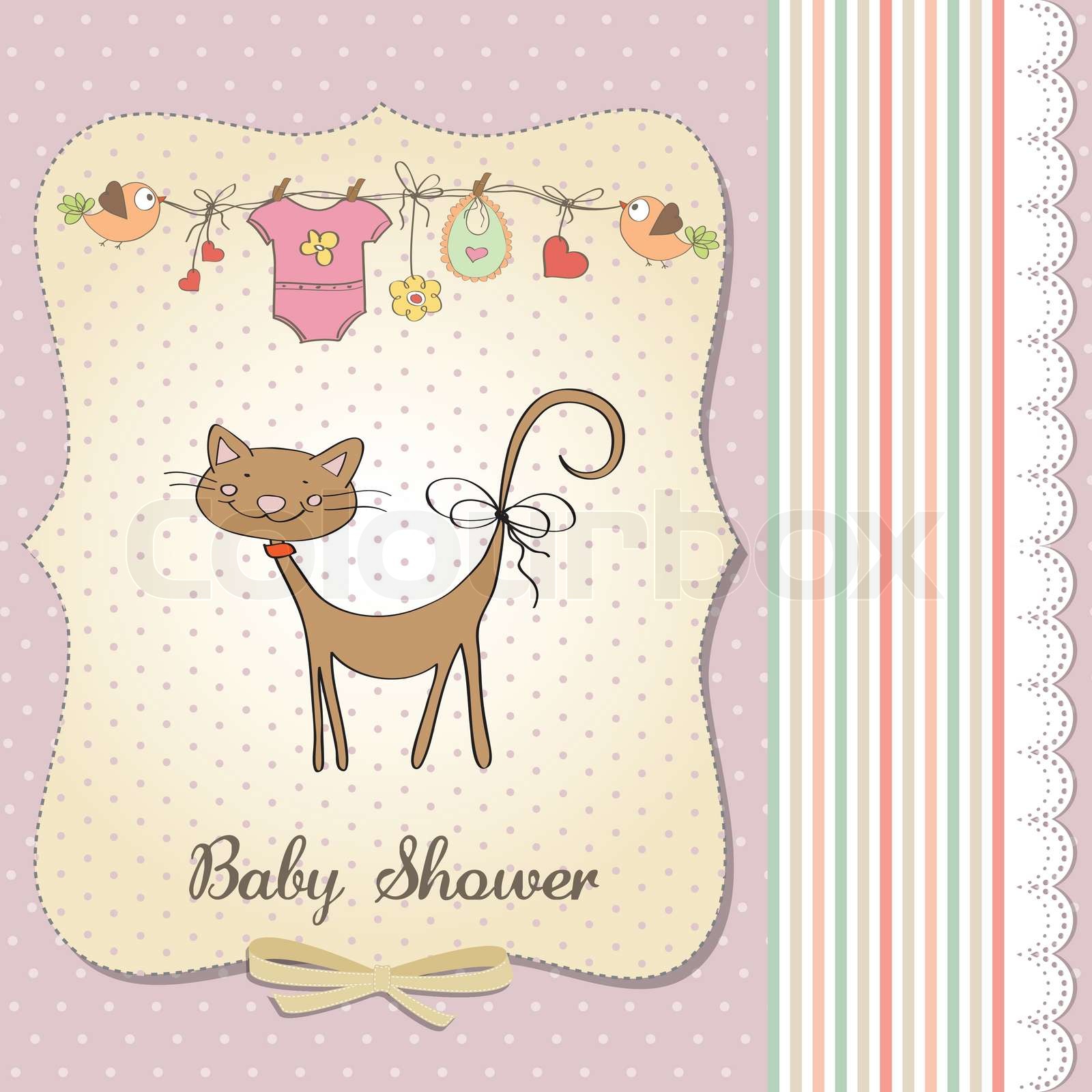 new baby shower card with cat Stock vector Colourbox