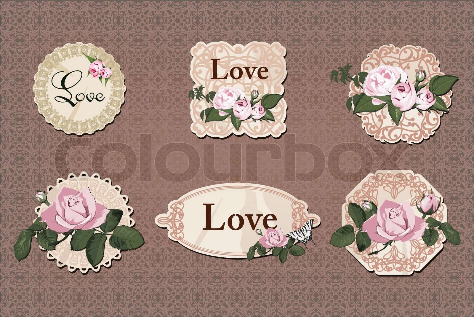 vintage labels collection with roses | Stock vector | Colourbox