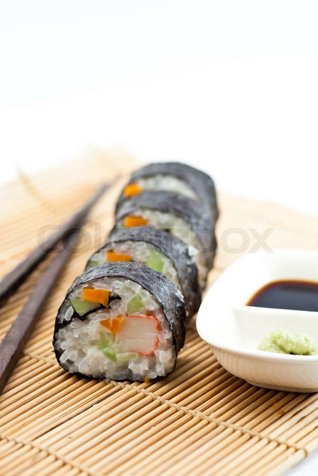 Sushi Roll with soy sauce Stock image Colourbox
