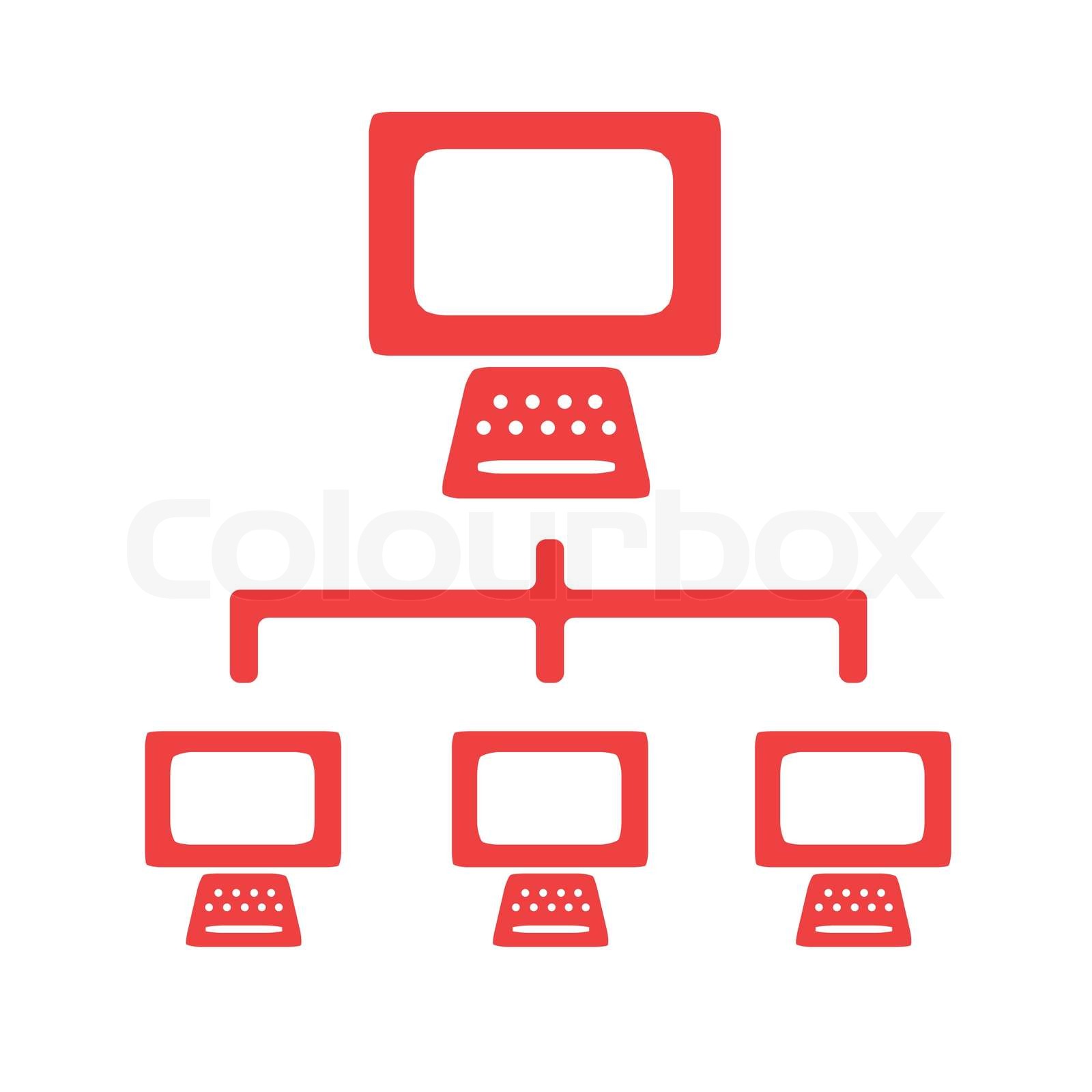 Network icon in red | Stock vector | Colourbox