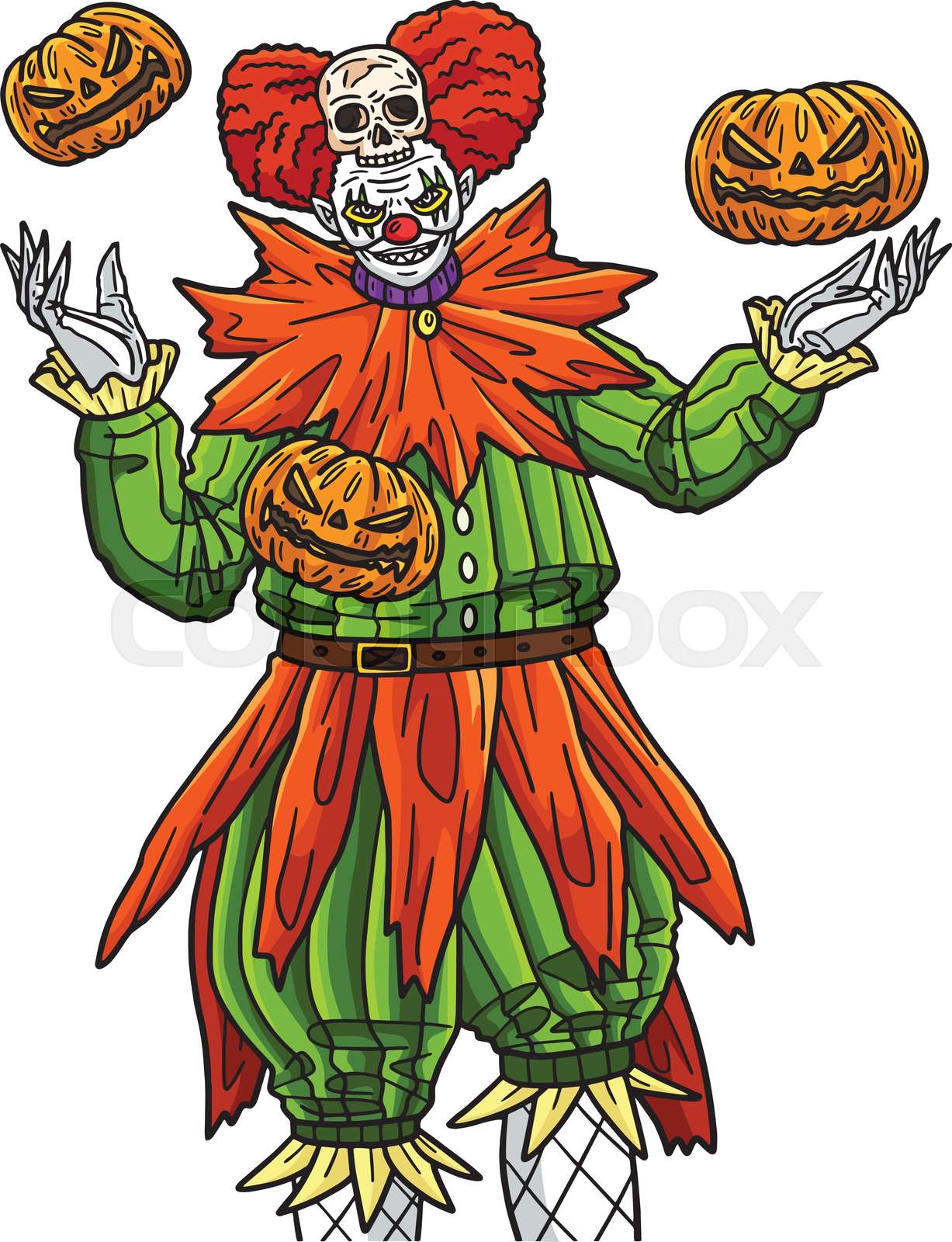 Halloween Clown Cartoon Colored Clipart | Stock vector | Colourbox