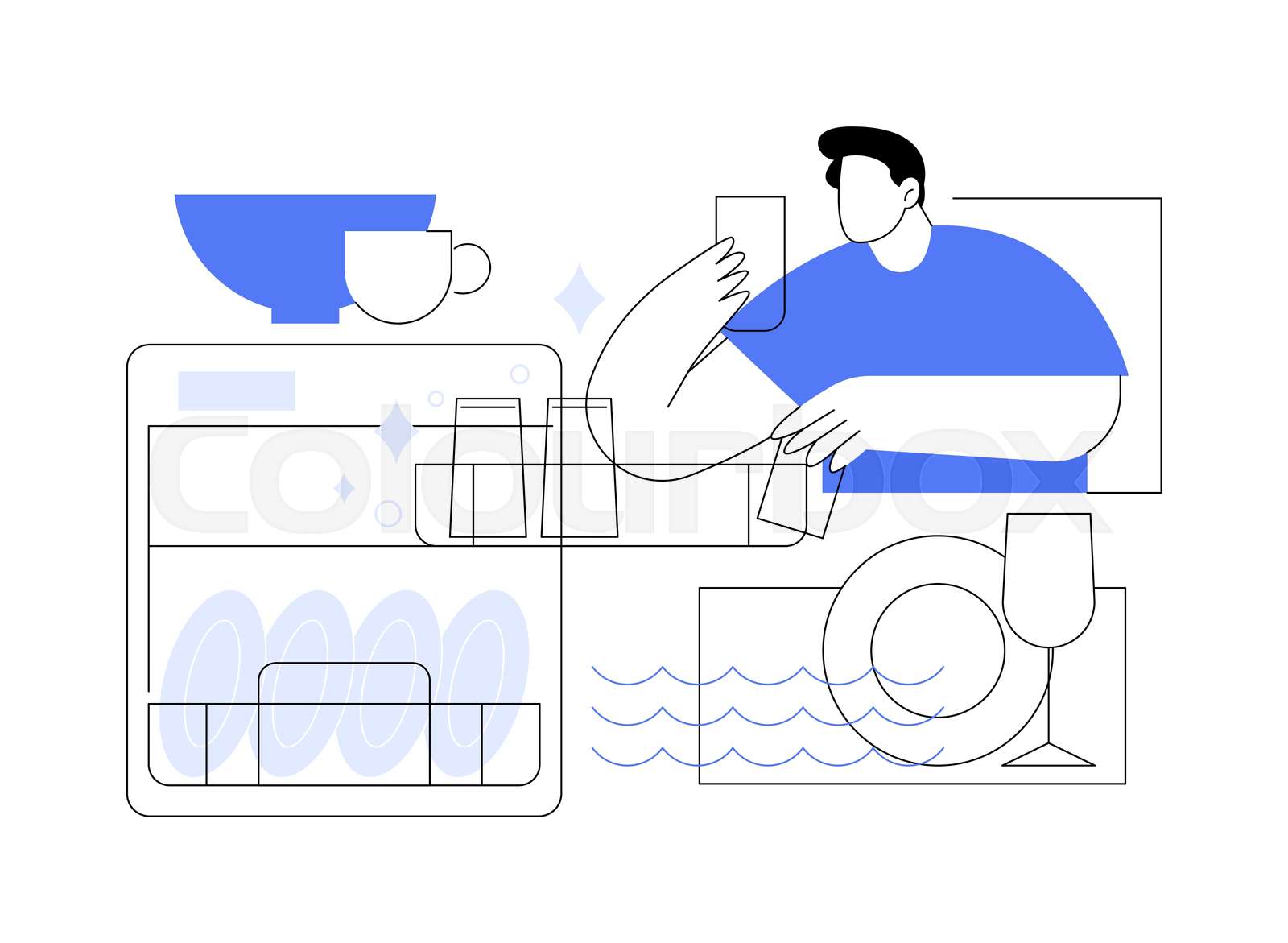 Loading Dishwasher Isolated Cartoon Vector Illustrations Stock