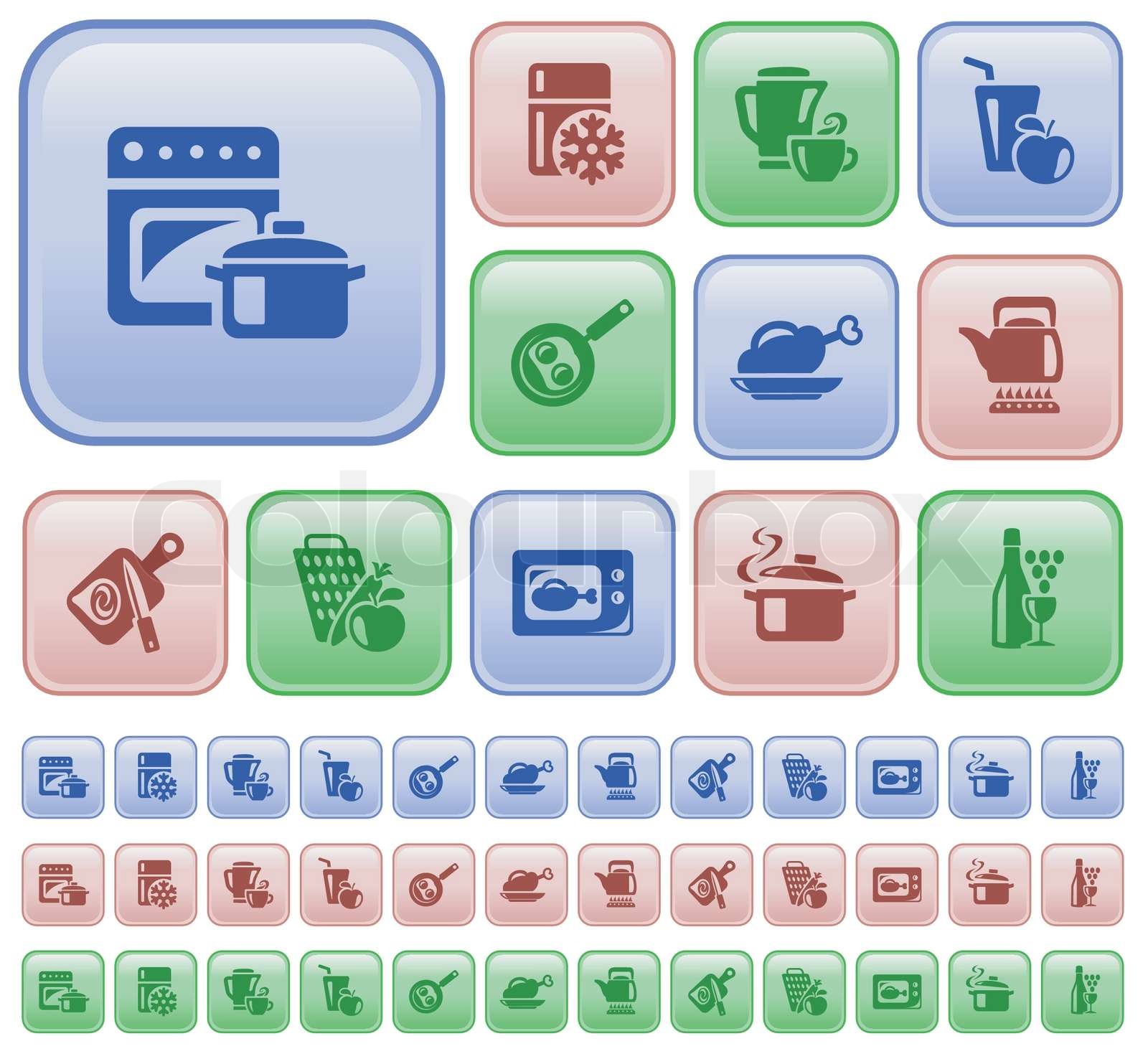 Kitchen and cooking buttons | Stock vector | Colourbox