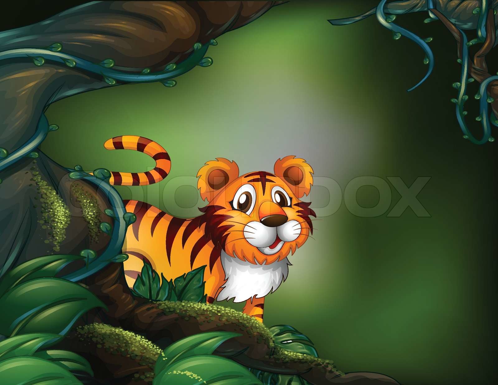 A rainforest with a tiger | Stock vector | Colourbox