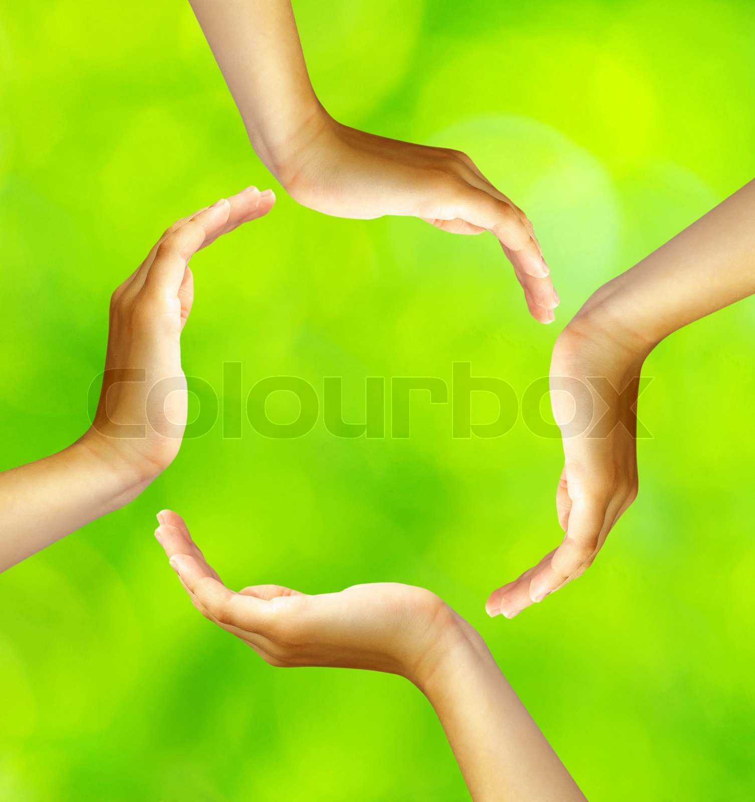 ring of hands Stock image Colourbox