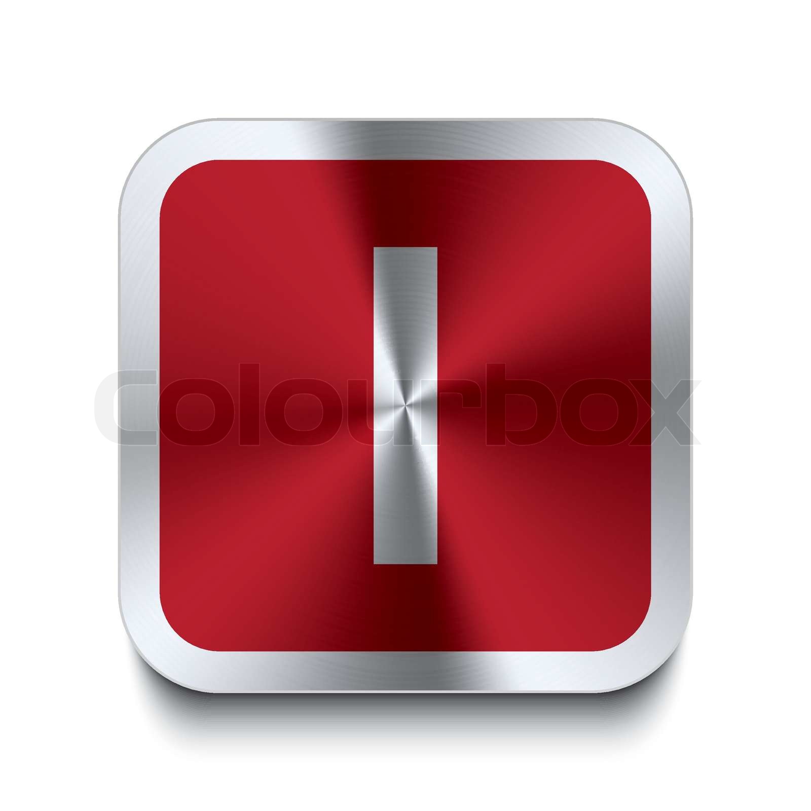 Square metal button - red letter - i | Stock vector | Colourbox