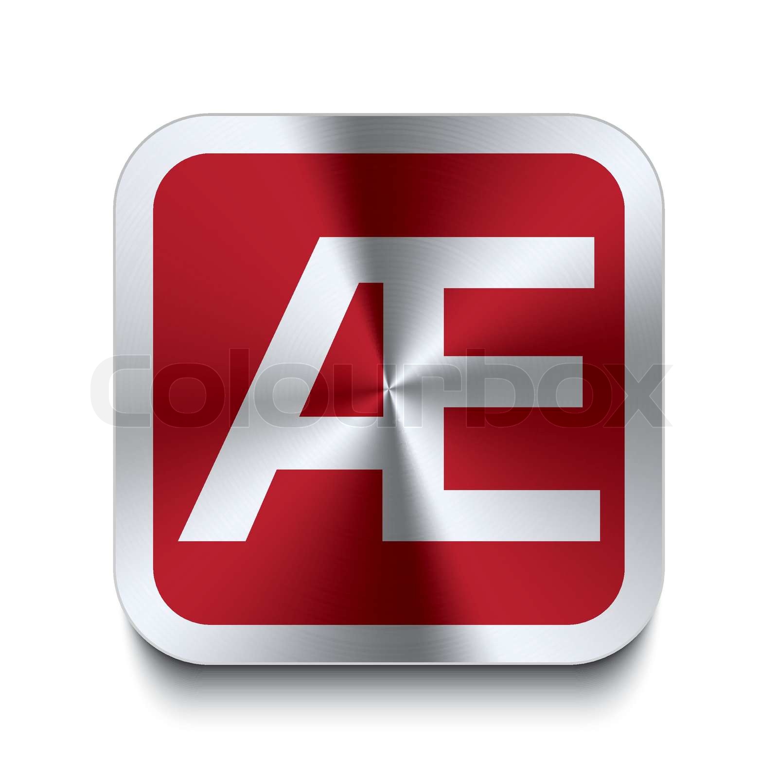 Square metal button red letter æ Stock vector Colourbox