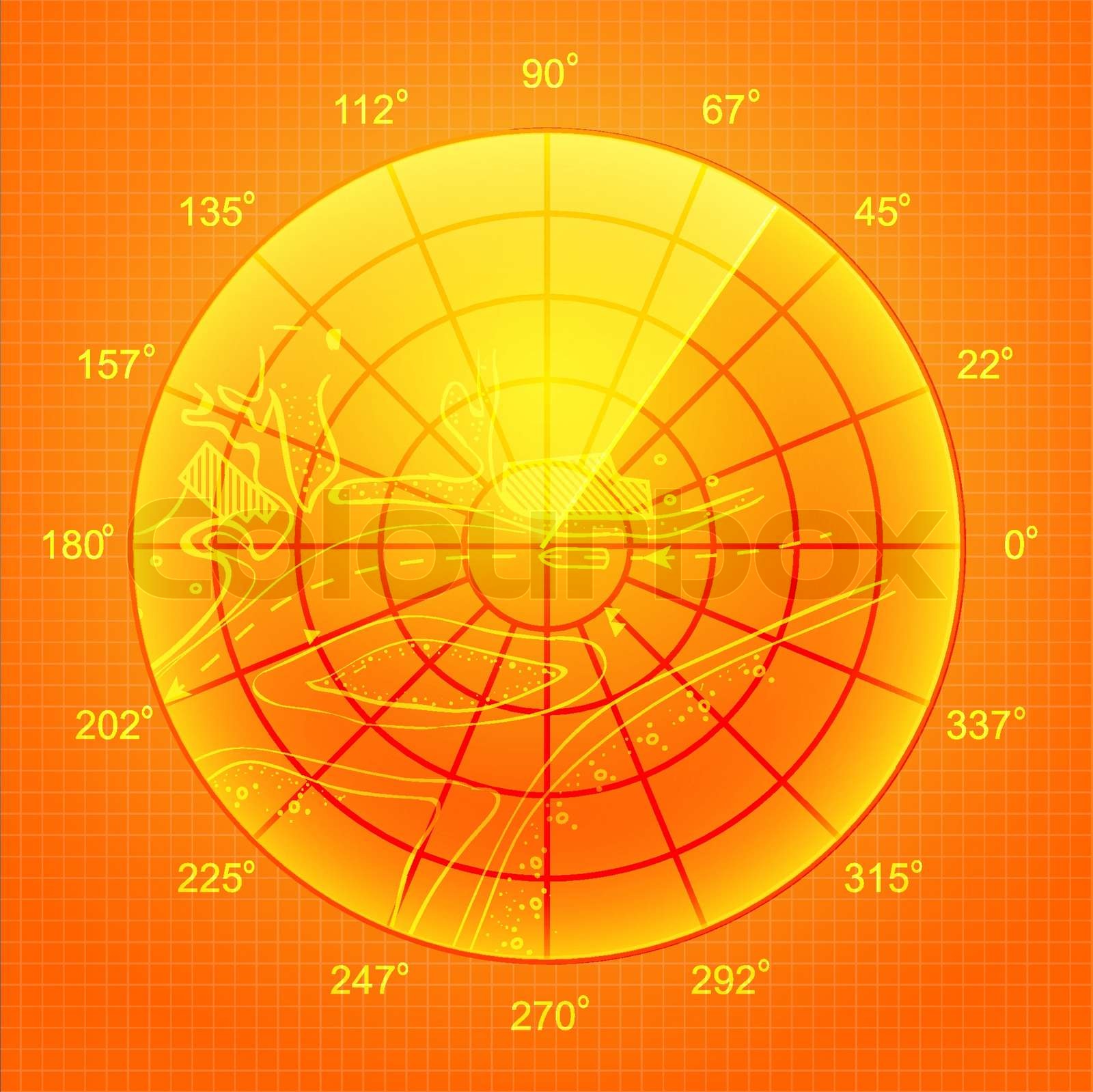 Orange radar screen Stock vector Colourbox