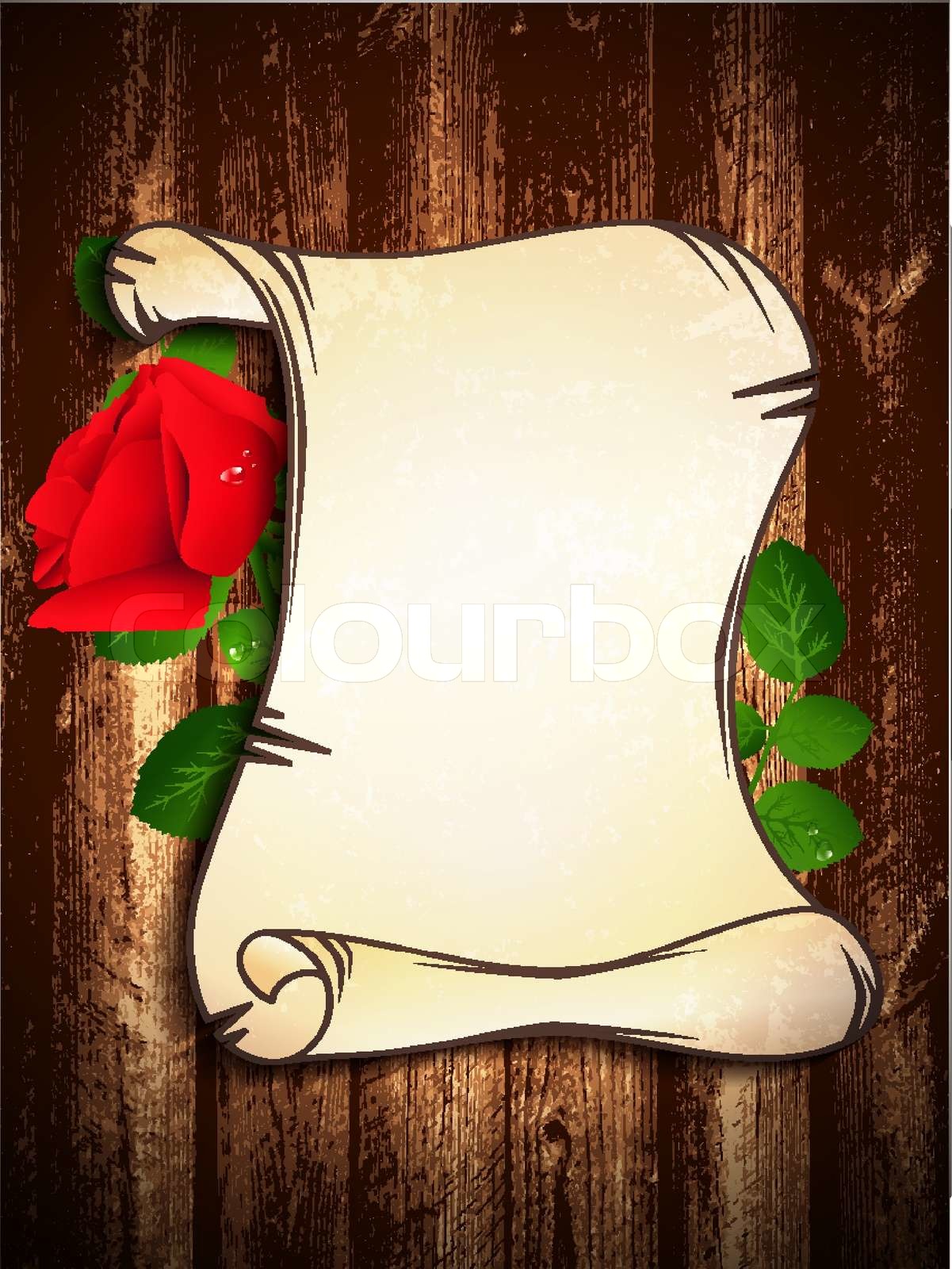 Old Paper With Rose | Stock vector | Colourbox