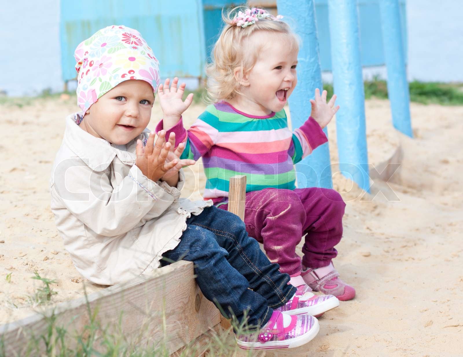 Happy sitting kids | Stock image | Colourbox