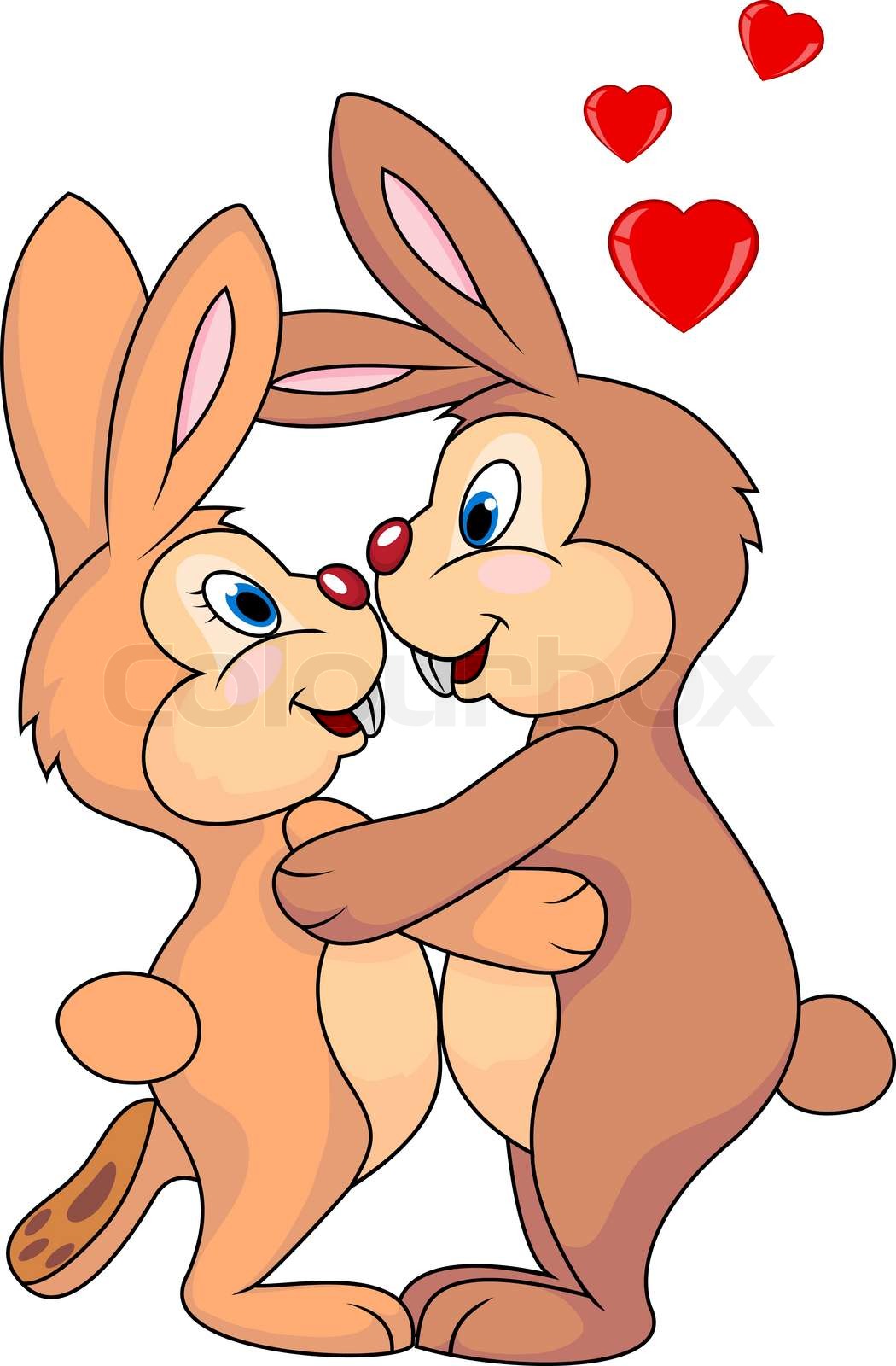 Rabbit couple cartoon kissing | Stock vector | Colourbox Rabbit couple cartoon kissing | Stock vector | Colourbox