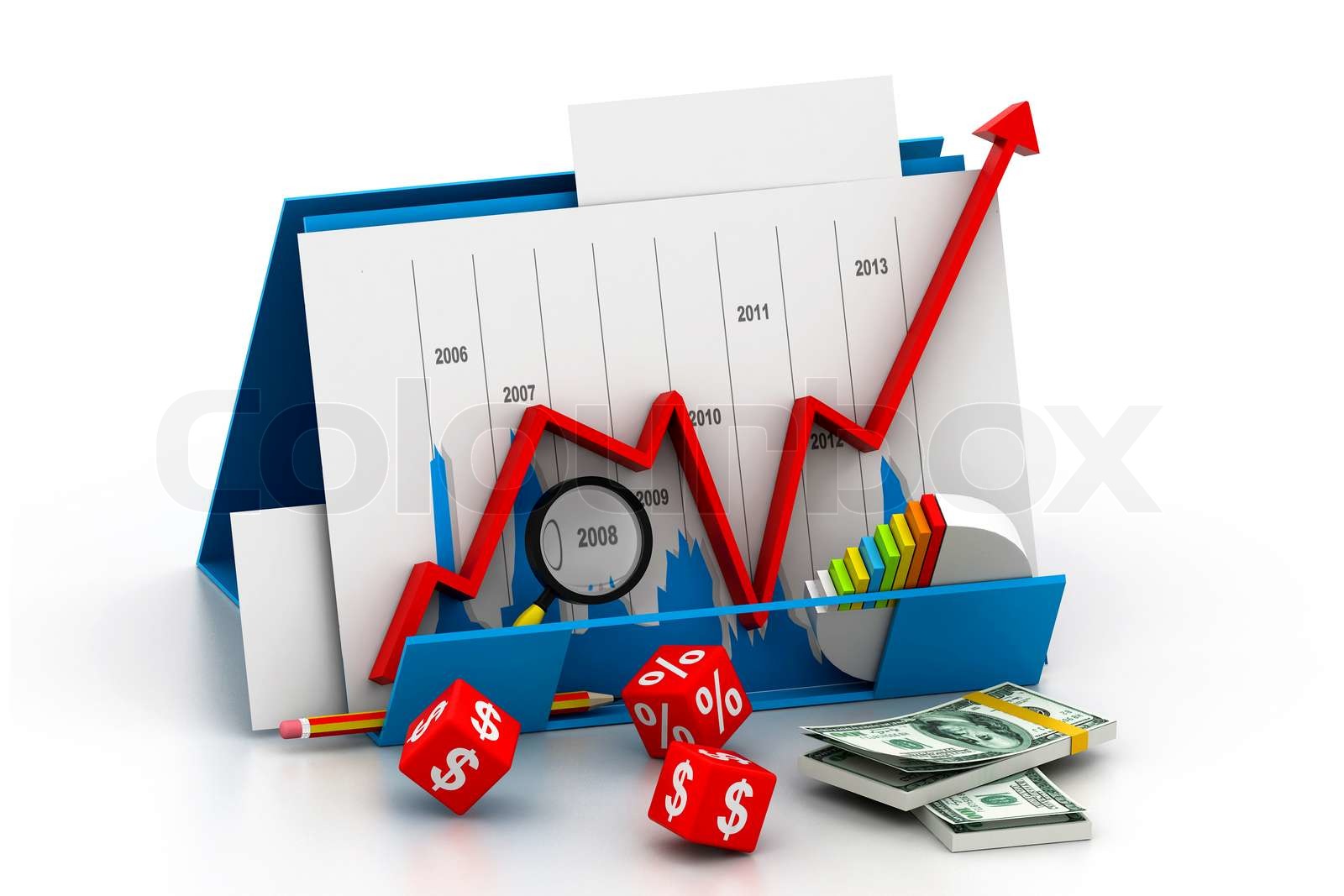 Business chart with growth graph | Stock image | Colourbox