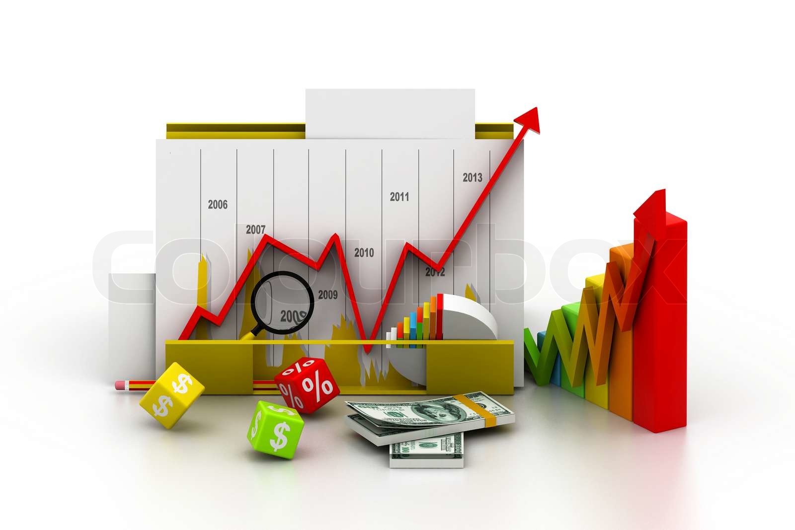 Business chart with growth graph | Stock image | Colourbox