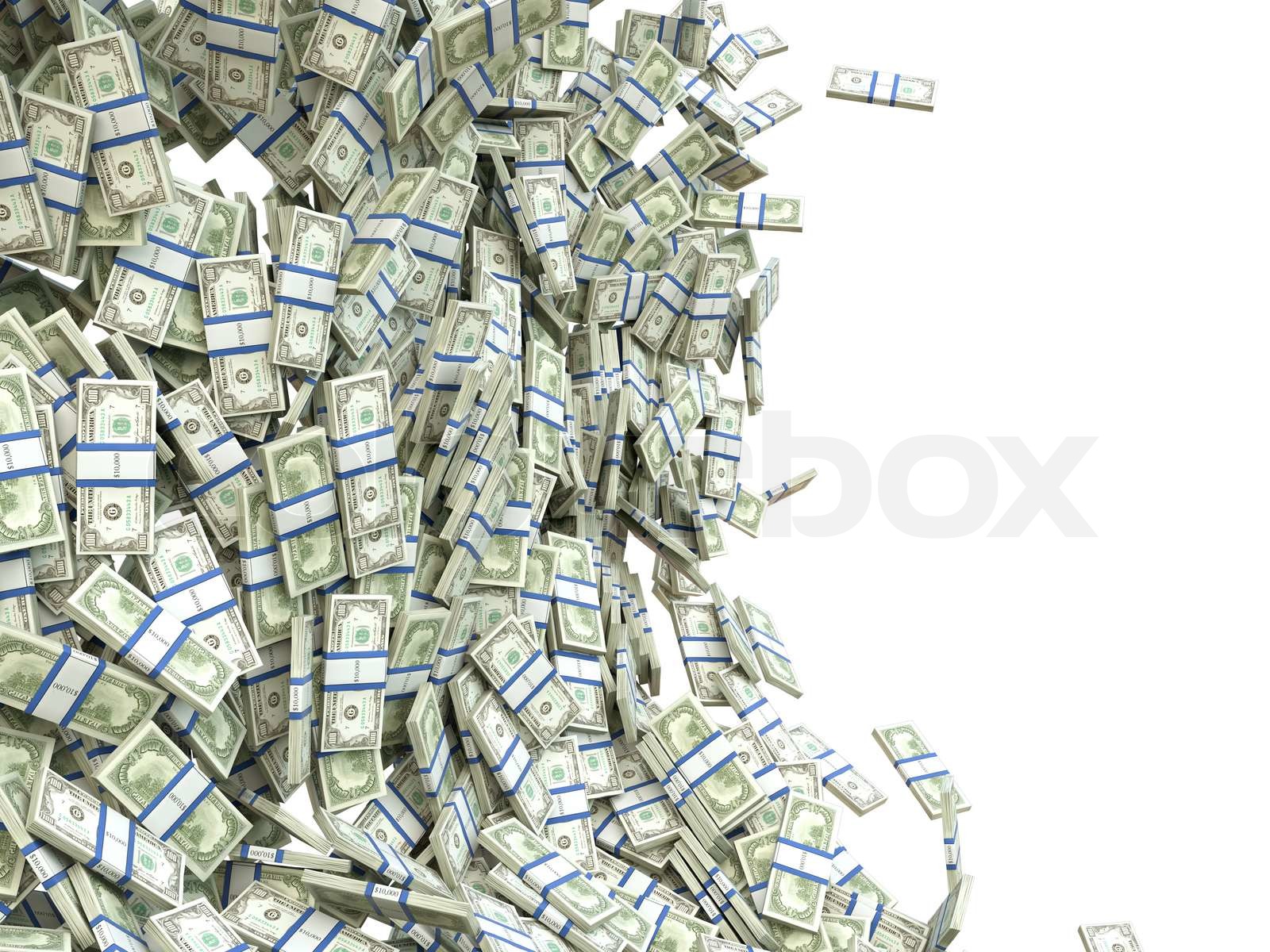 Geld verdienen Bündel von USDollar isoliert Stock Bild Colourbox