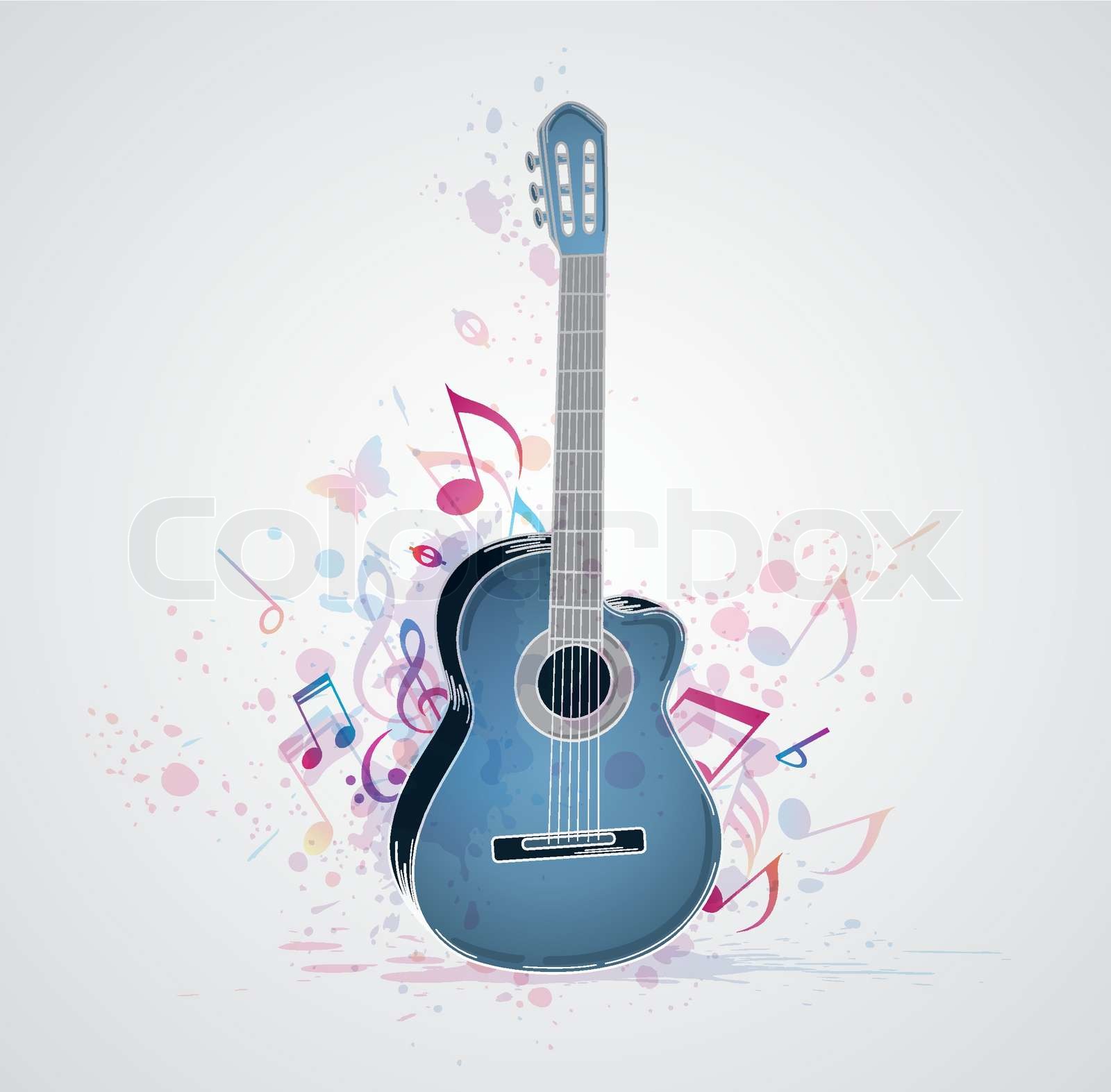 Background with blue guitar Stock vector Colourbox