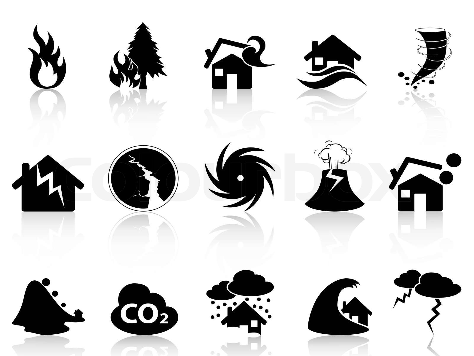 Natural disaster icons set | Stock vector | Colourbox
