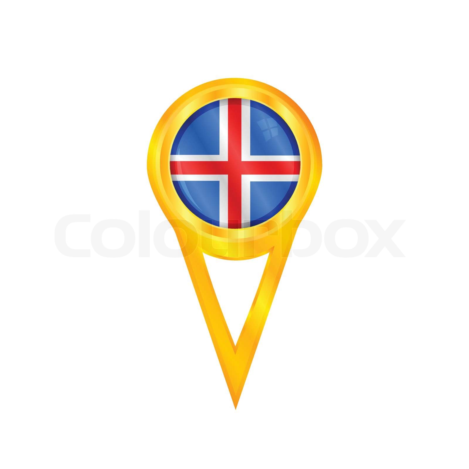 Island skilt med et flag | Stock vektor | Colourbox