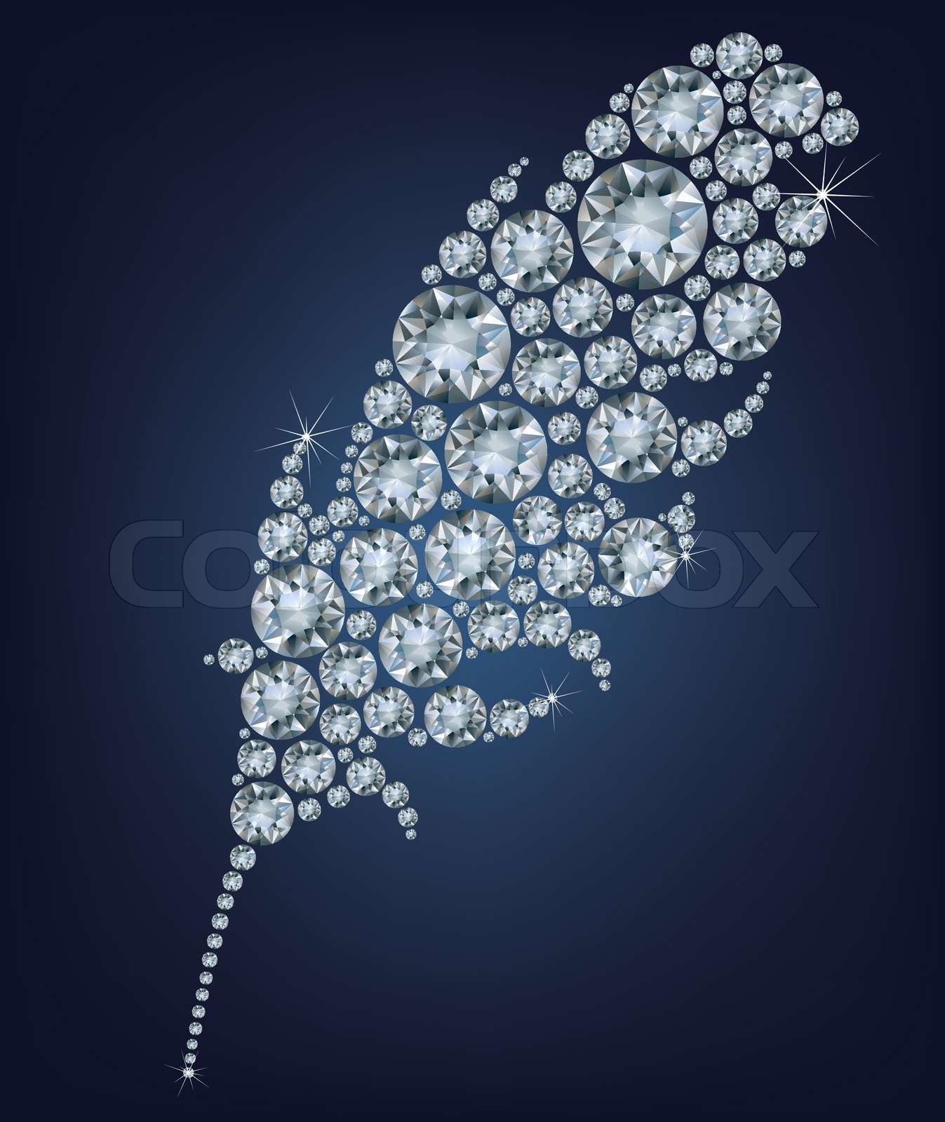 Feather made from diamonds Stock vector Colourbox