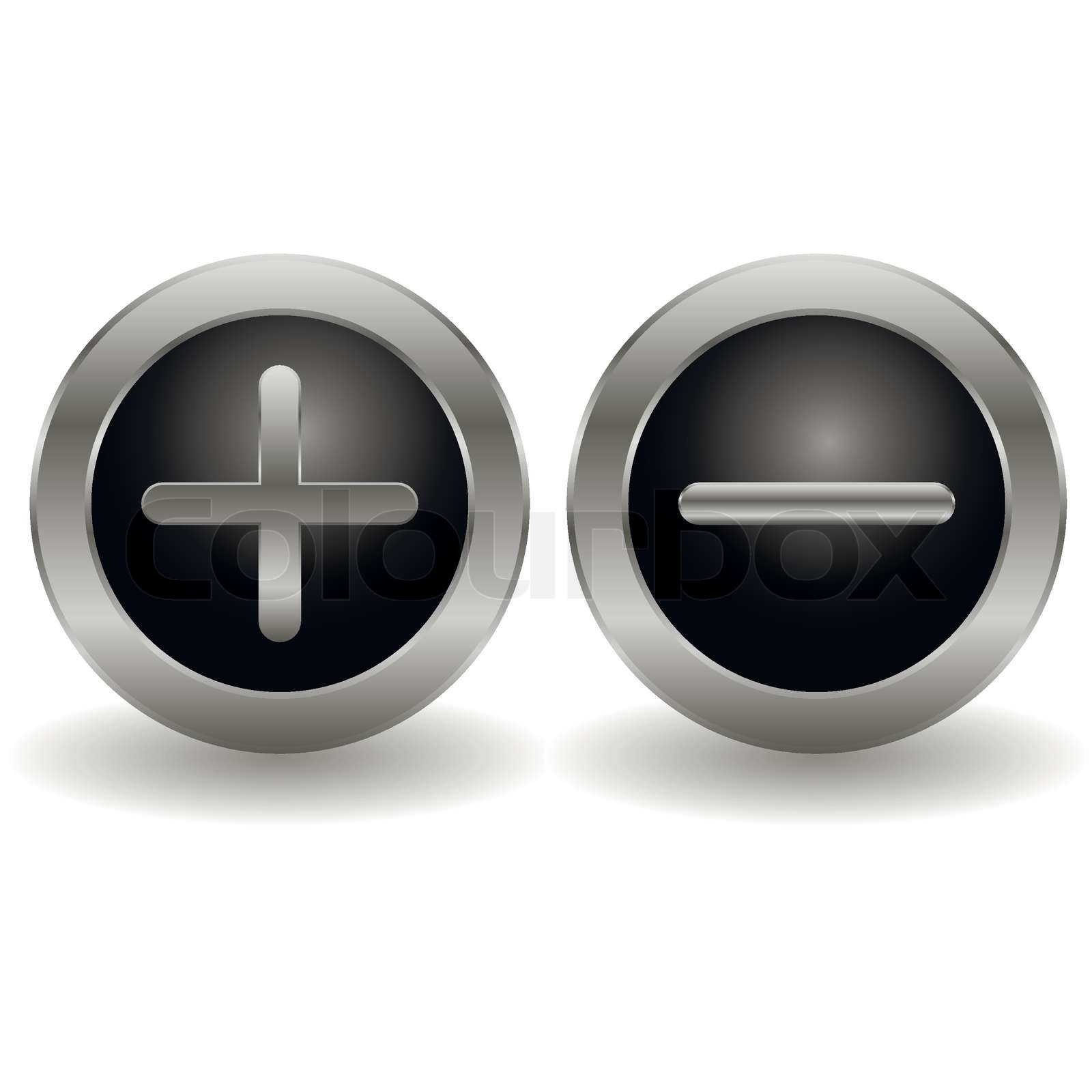 Metallic plus and minus buttons | Stock vector | Colourbox