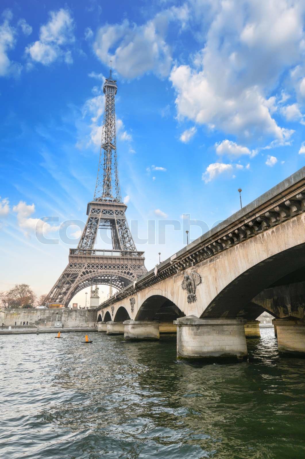 Paris Beautiful view of Eiffel Towerand Iena Bridge Stock image