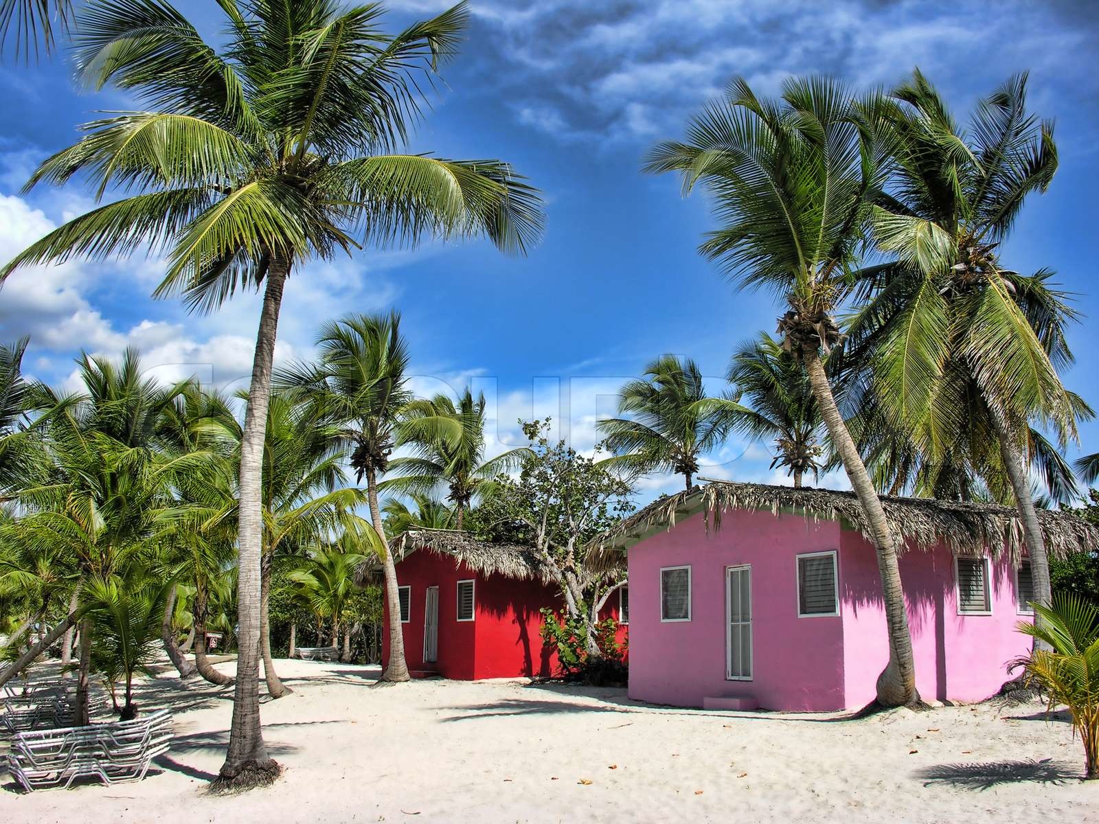 Small and Coloured Homes on the Coast of Santo Domingo Stock image