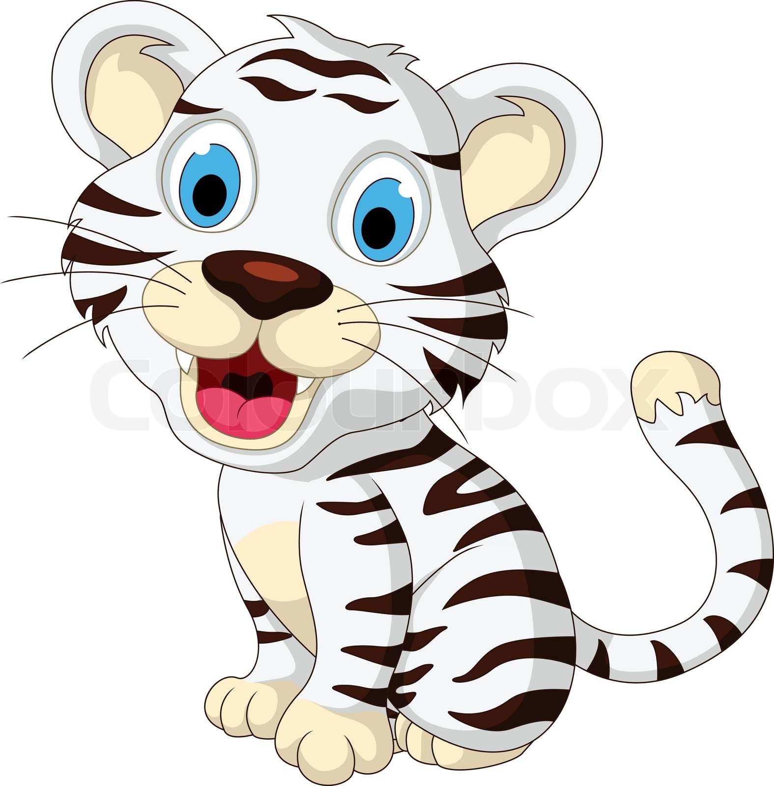 cute baby white tiger posing | Stock vector | Colourbox