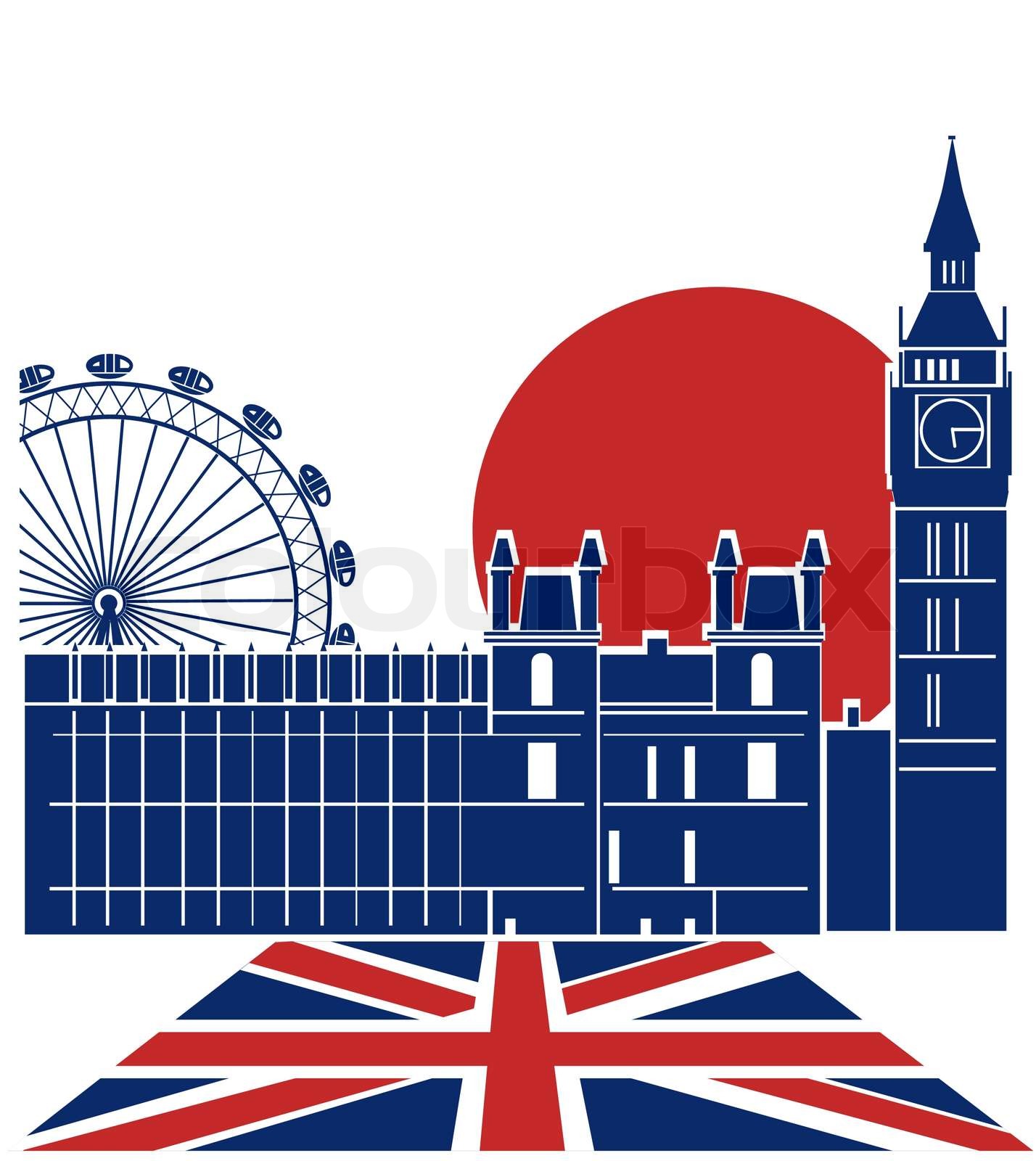 London landmarkVector background with England flag | Stock vector ...