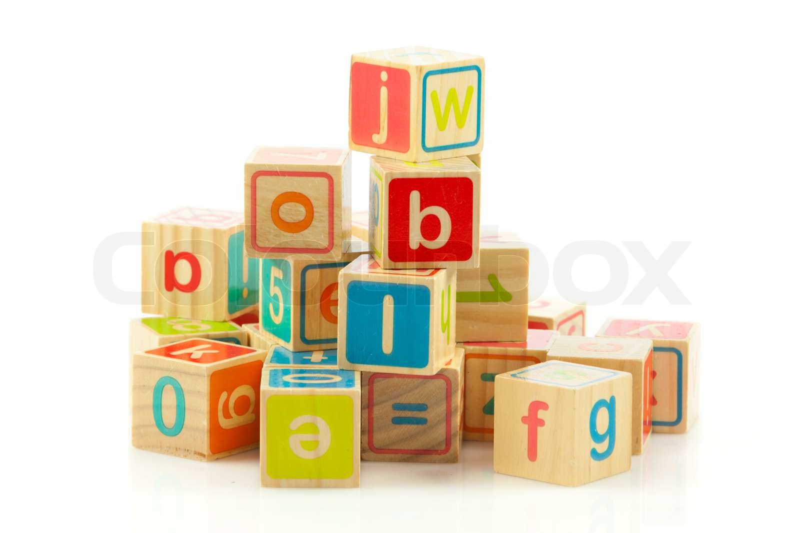 Holzspielzeug Würfel mit Buchstaben Hölzerne Alphabet Blöcke Stock Bild Colourbox