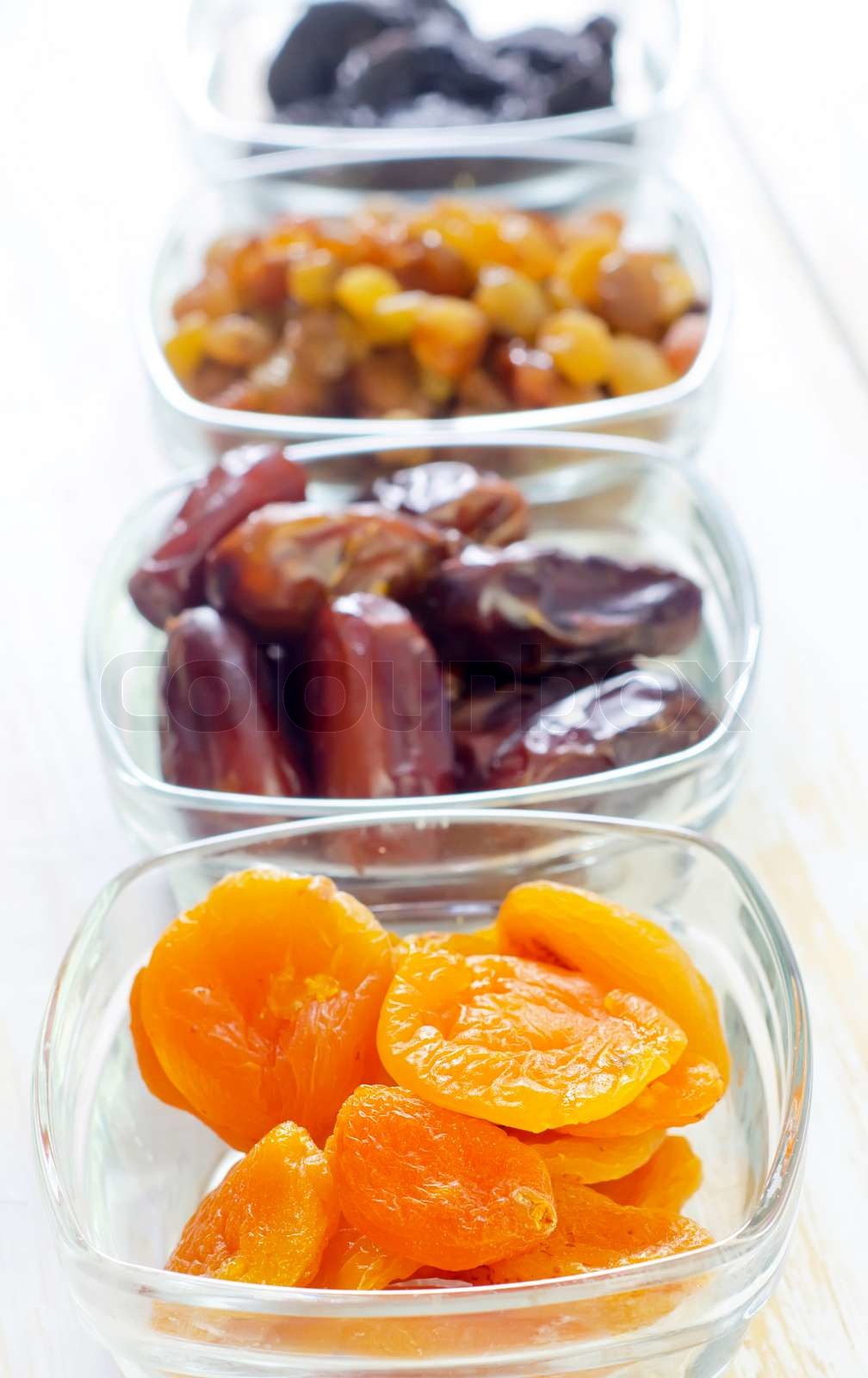 dried apricots, raisins and dates Stock image Colourbox