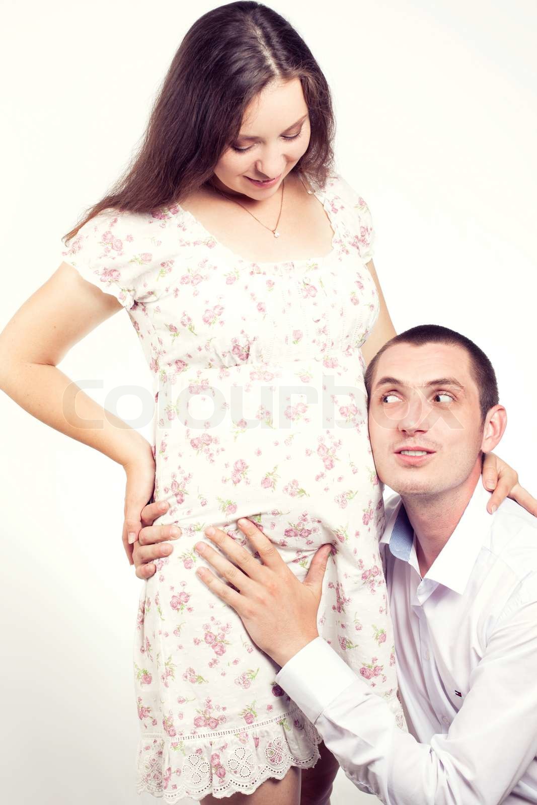 young pregnant couple Stock image Colourbox