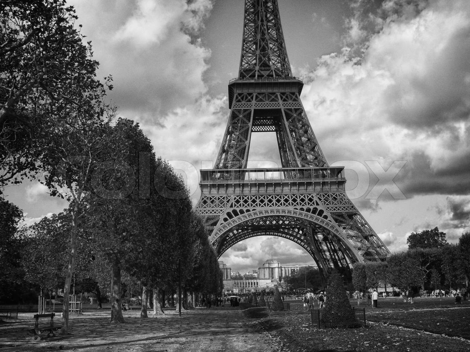 Dramatic Black and White view of Eiffel Tower | Stock image | Colourbox