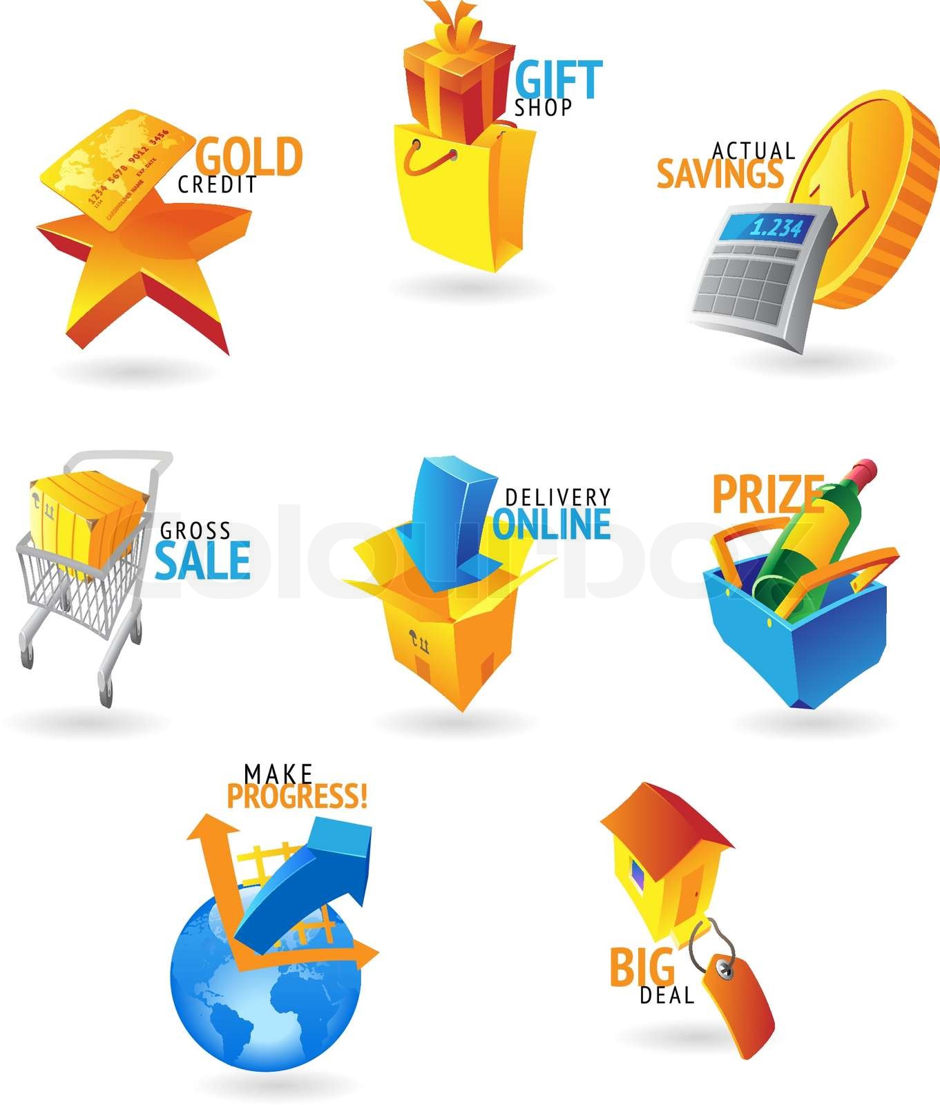 Icons für den Handel und Einzelhandel | Stock-Vektor | Colourbox