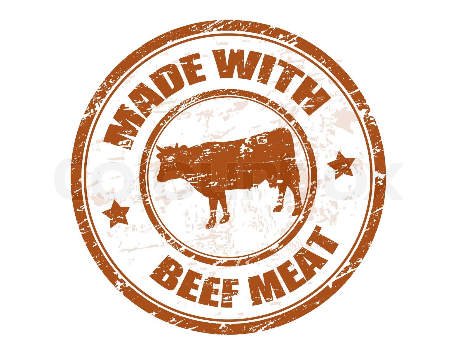 made with beef meat stamp | Stock vector | Colourbox