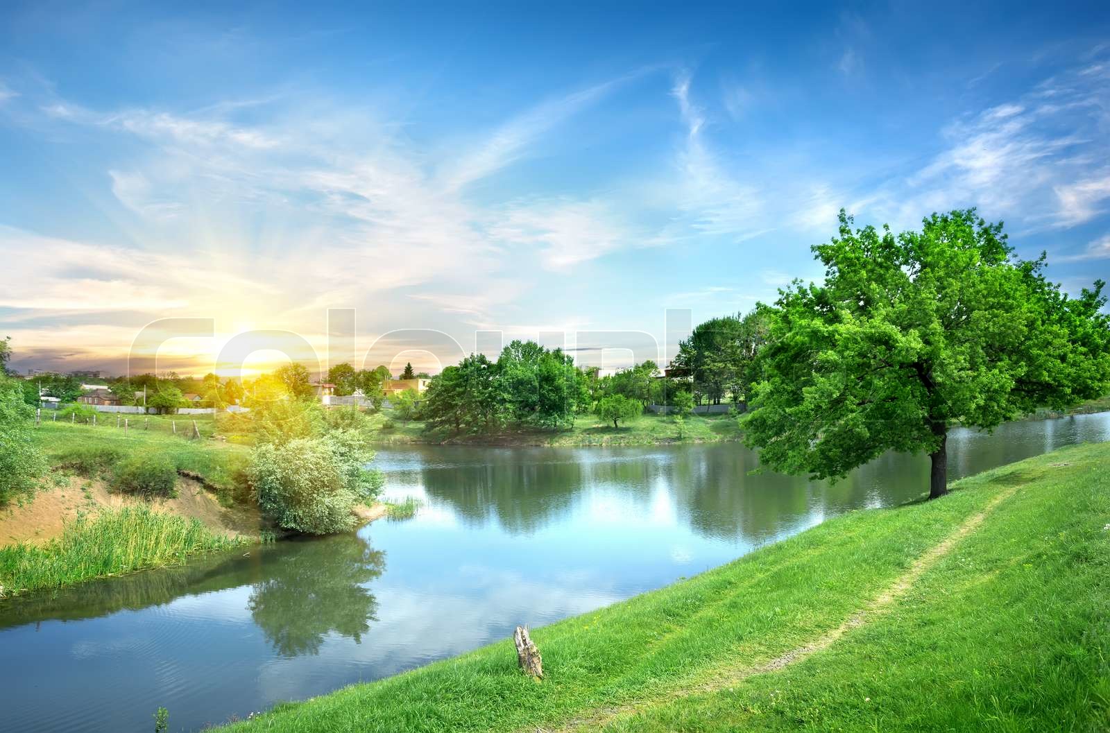 Landscape with the river Stock image Colourbox