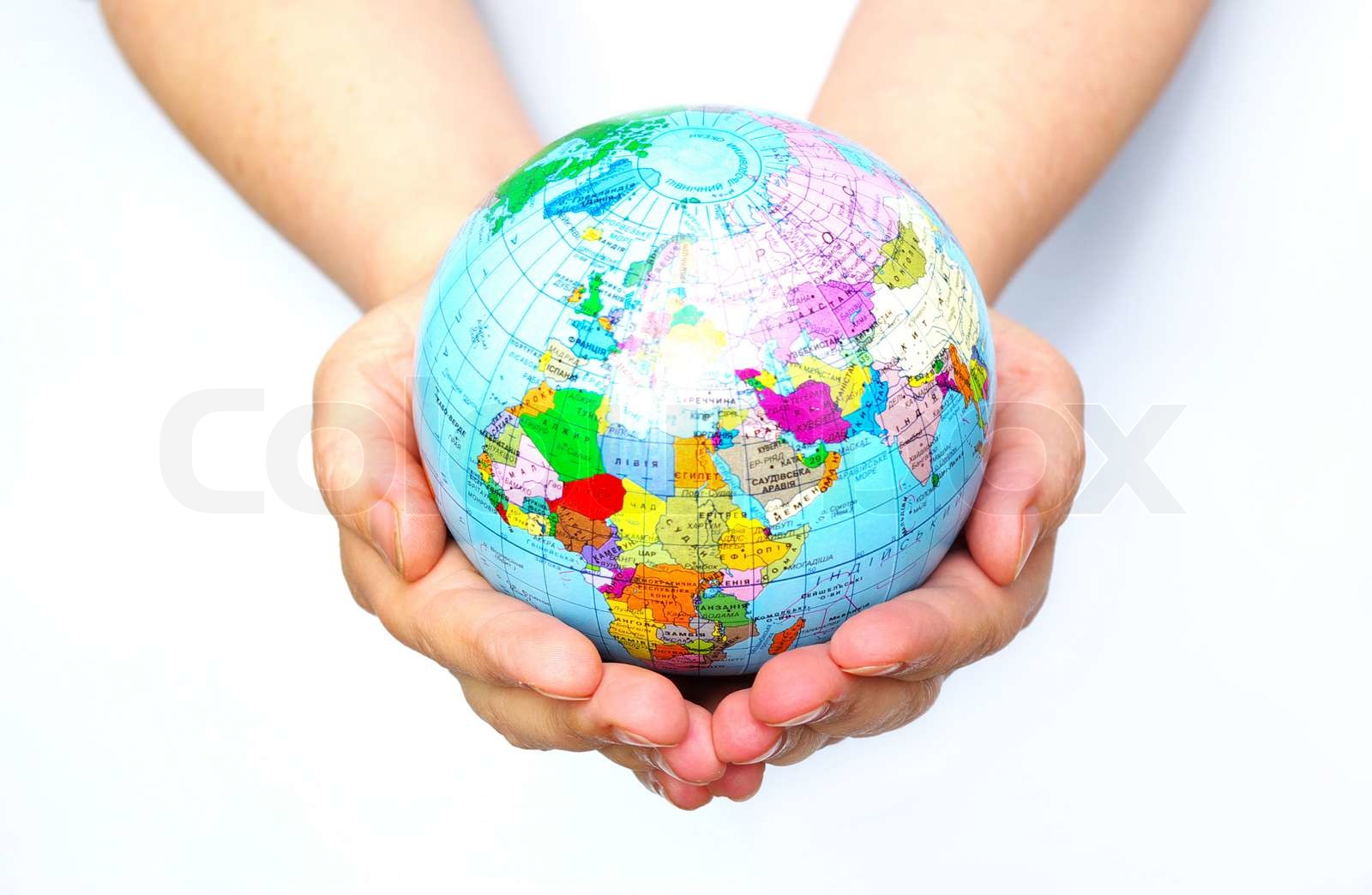 globe in hands Stock image Colourbox