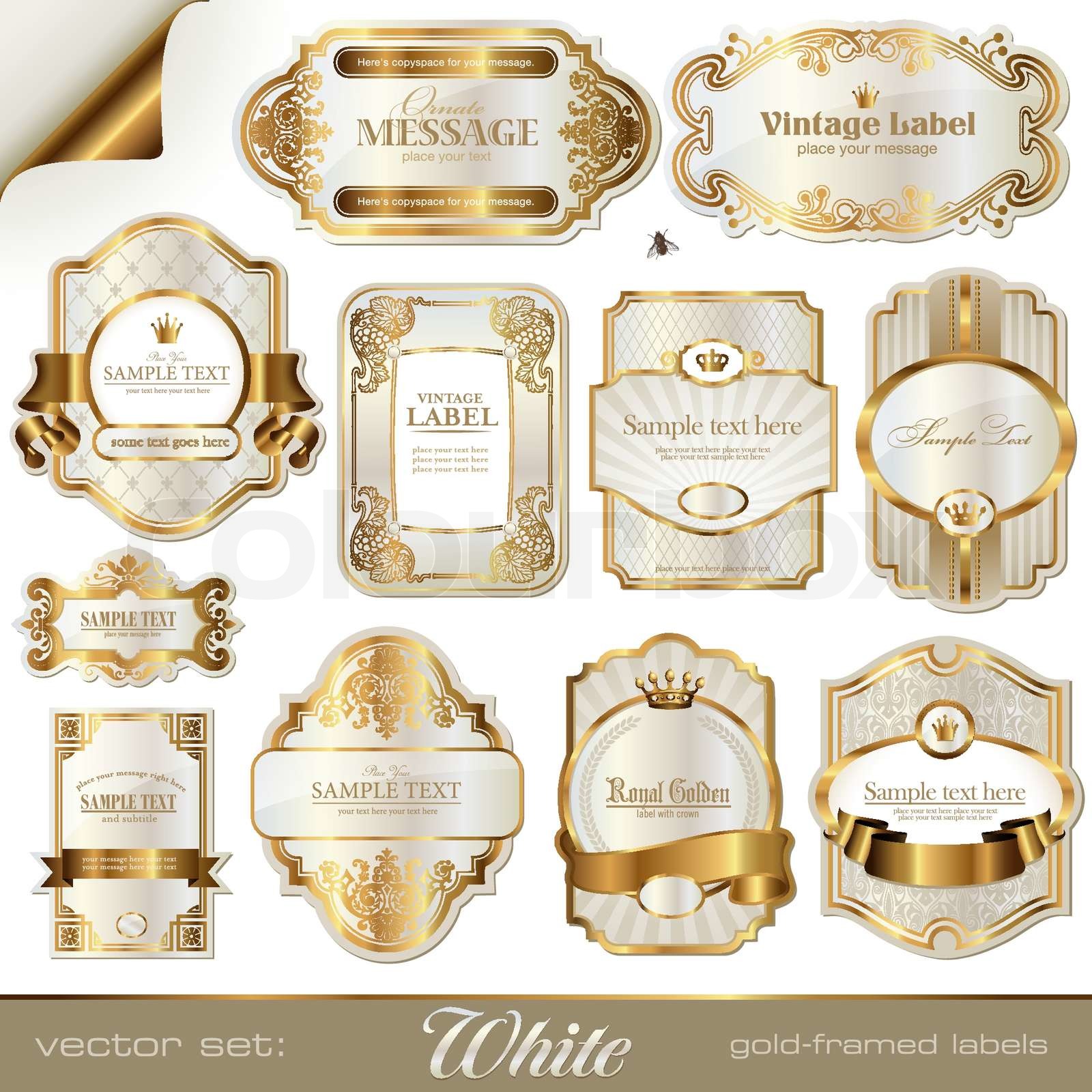 White goldframed labels Stock vector Colourbox