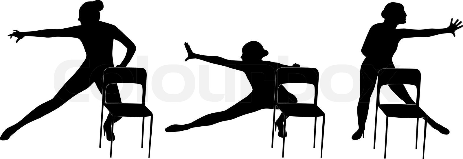 Dance woman with the chair silhouette vector Stock vector Colourbox