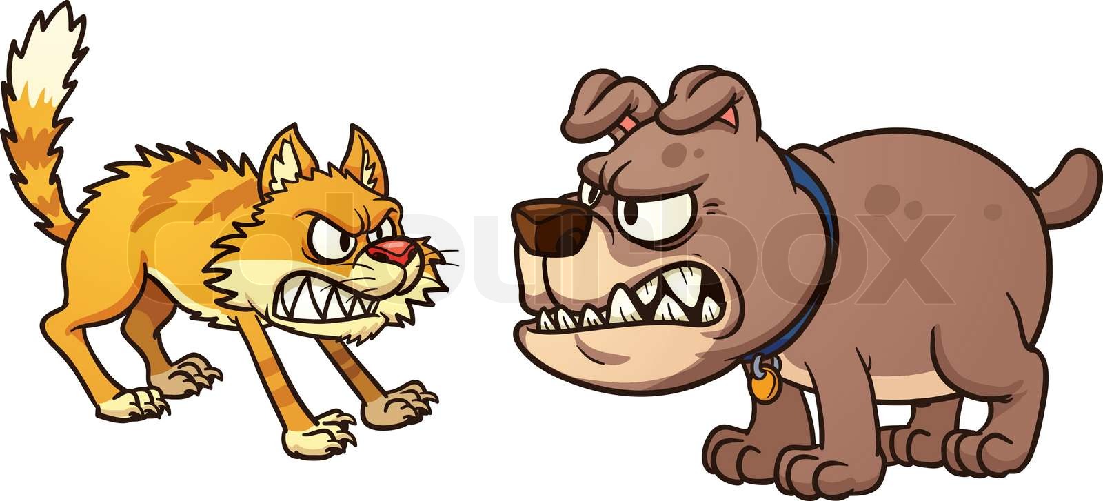 Cat fighting dog Stock vector Colourbox