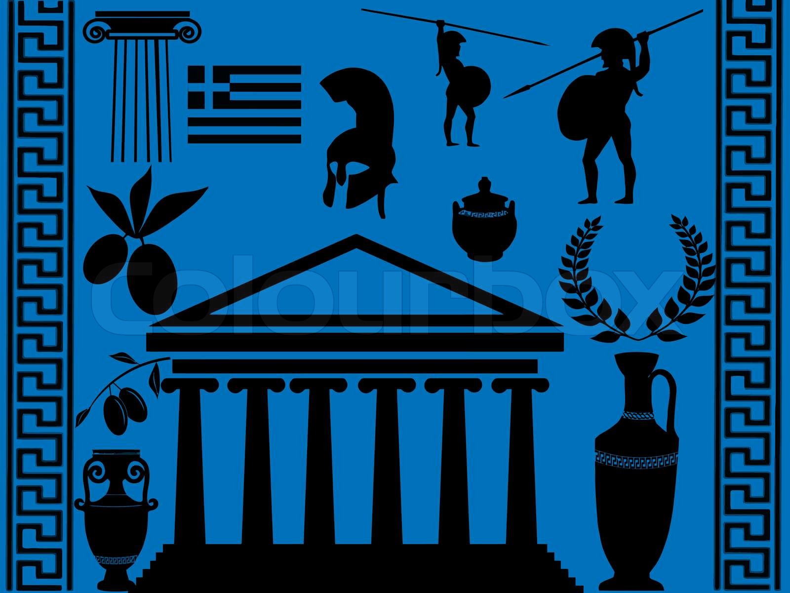 Traditional symbols of Greece Stock vector Colourbox