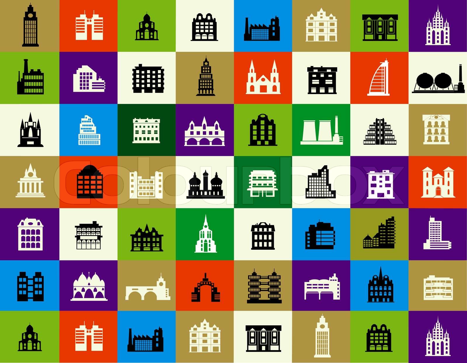 Silhouetten der Gebäude der Stadt | Stock-Vektor | Colourbox