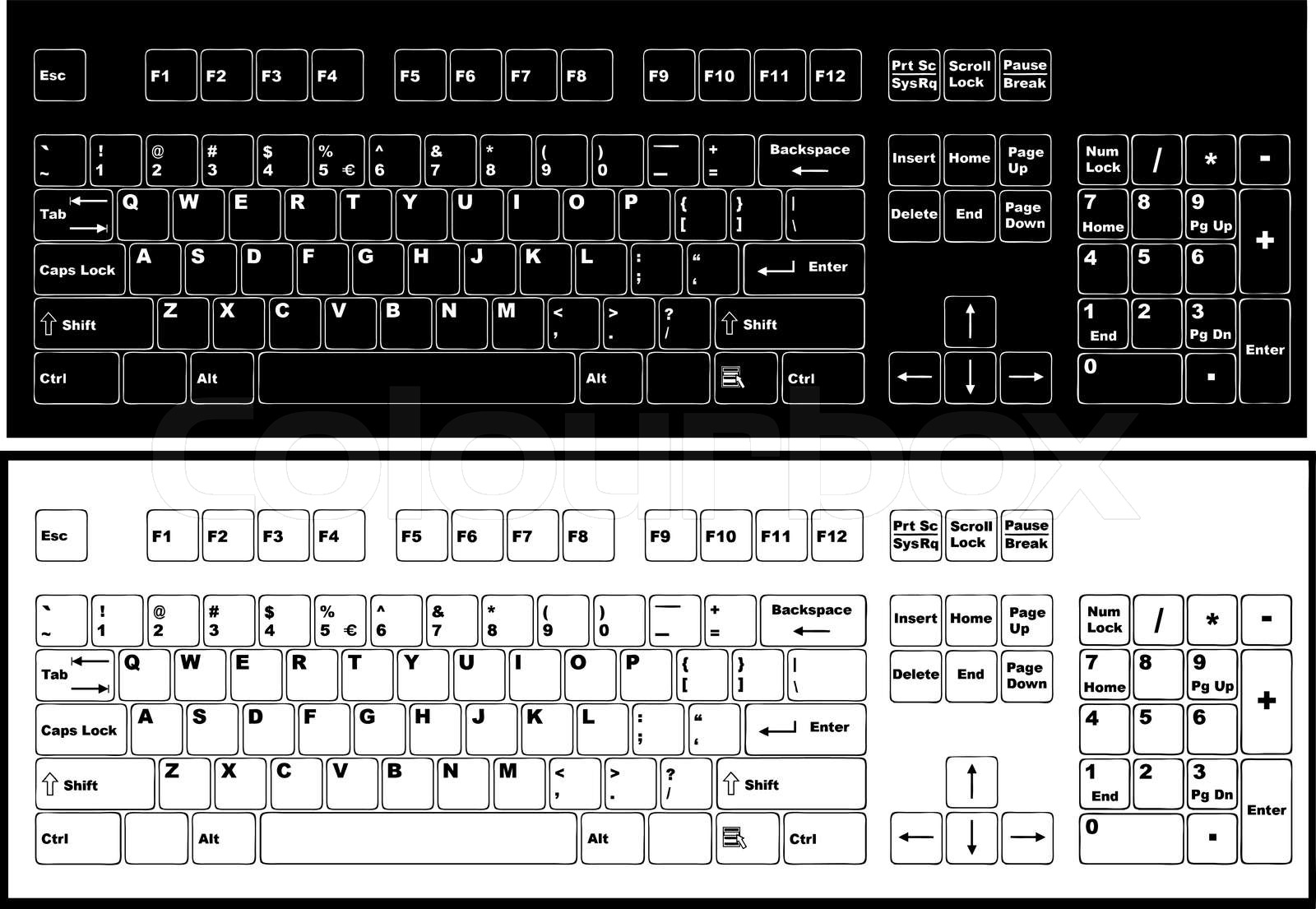 Black and white keyboard Stock vector Colourbox