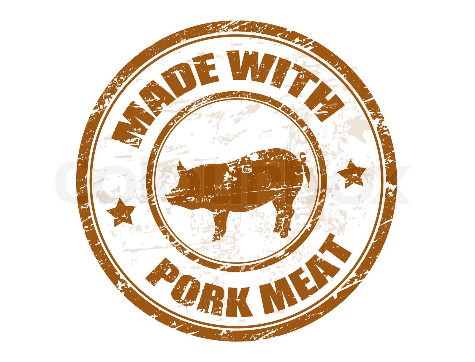 made with pork meat stamp | Stock vector | Colourbox