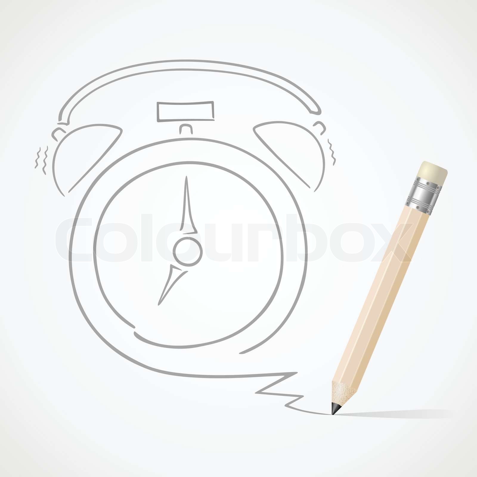 Pencil drawing Alarm clock Stock vector Colourbox