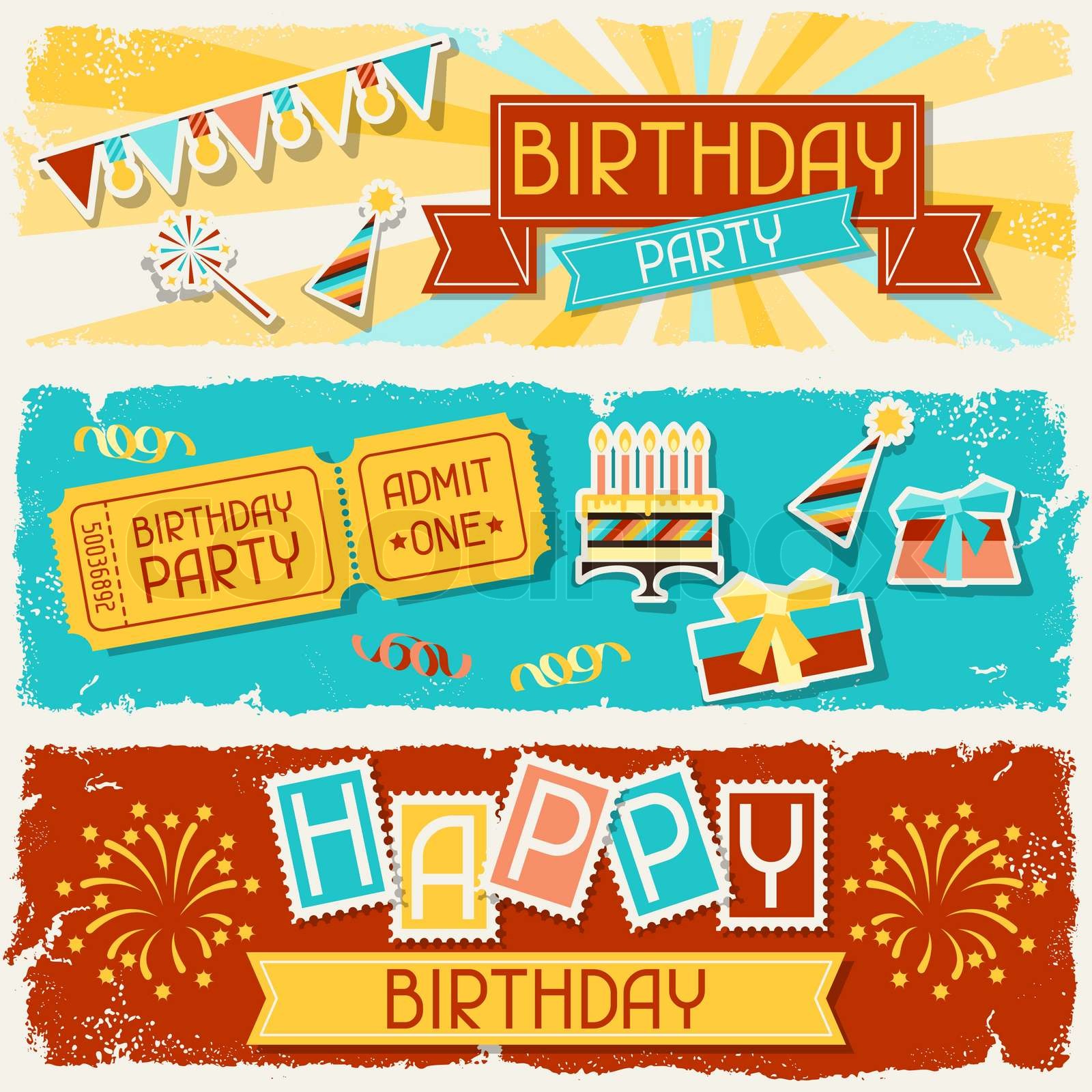 Happy Birthday horizontal banners | Stock vector | Colourbox
