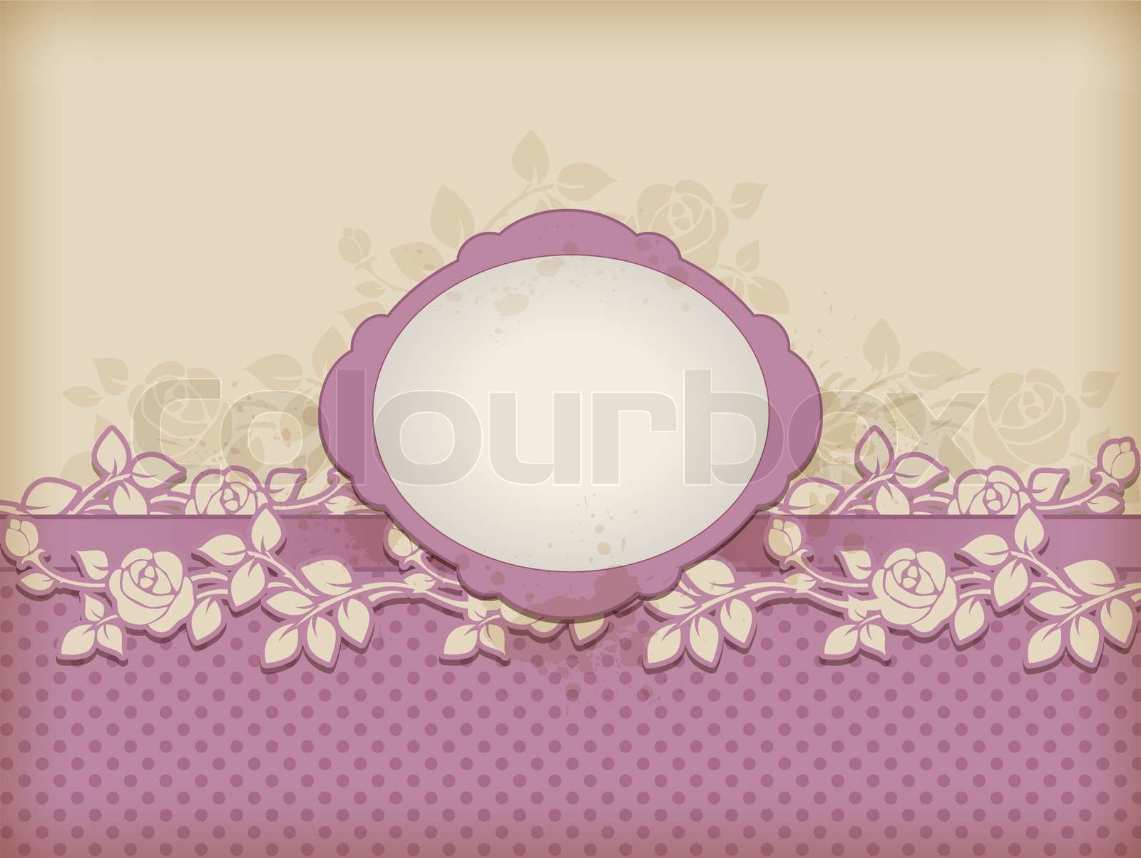 “Background with label and roses” | Stock vector | Colourbox