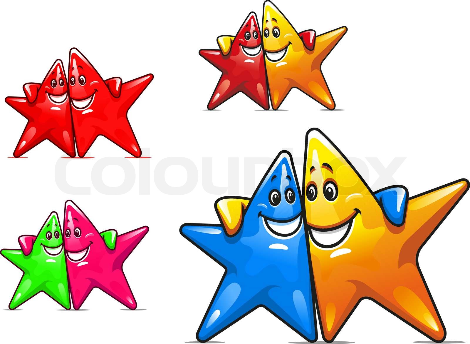 Smiling cartoon stars | Stock vector | Colourbox