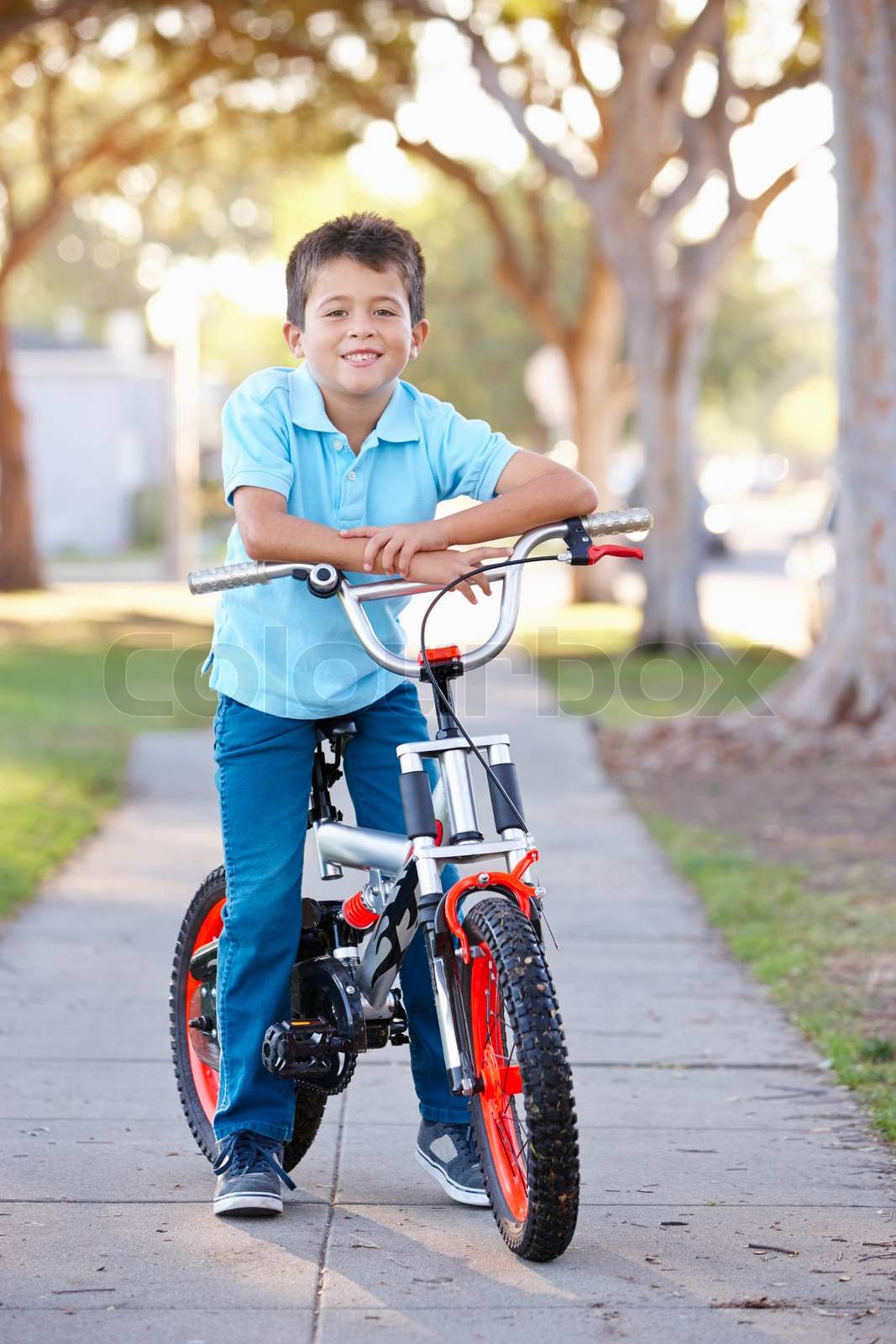 Boy Riding Bike Auf Pfad | Stock Bild | Colourbox