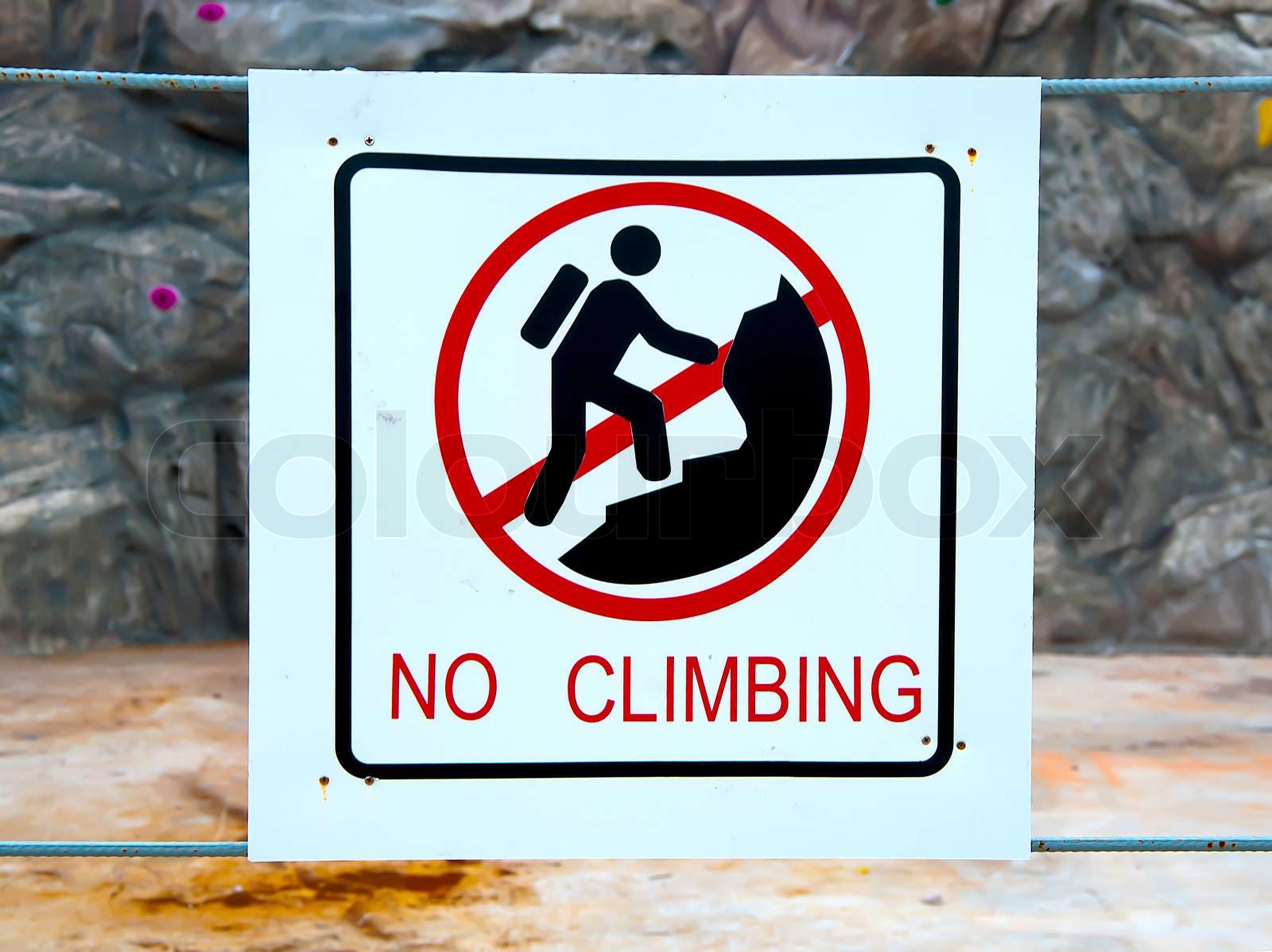 No climbing sign | Stock image | Colourbox